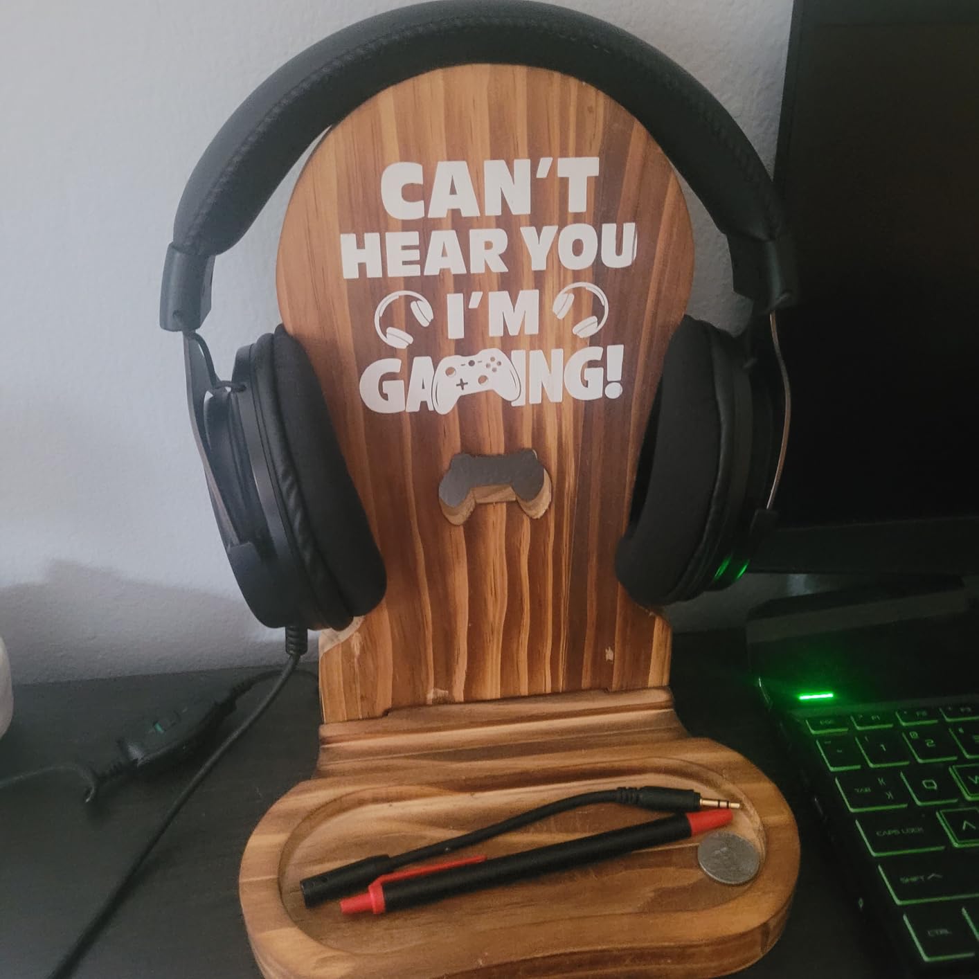 Slothoem-Gamer Gifts for Boy Girl Easter Birthday - Gamer Room Decor for Brother, Gaming Gifts for Dad, Boyfriend, Son, Husband - Wooden Headset Stand customer photo 2