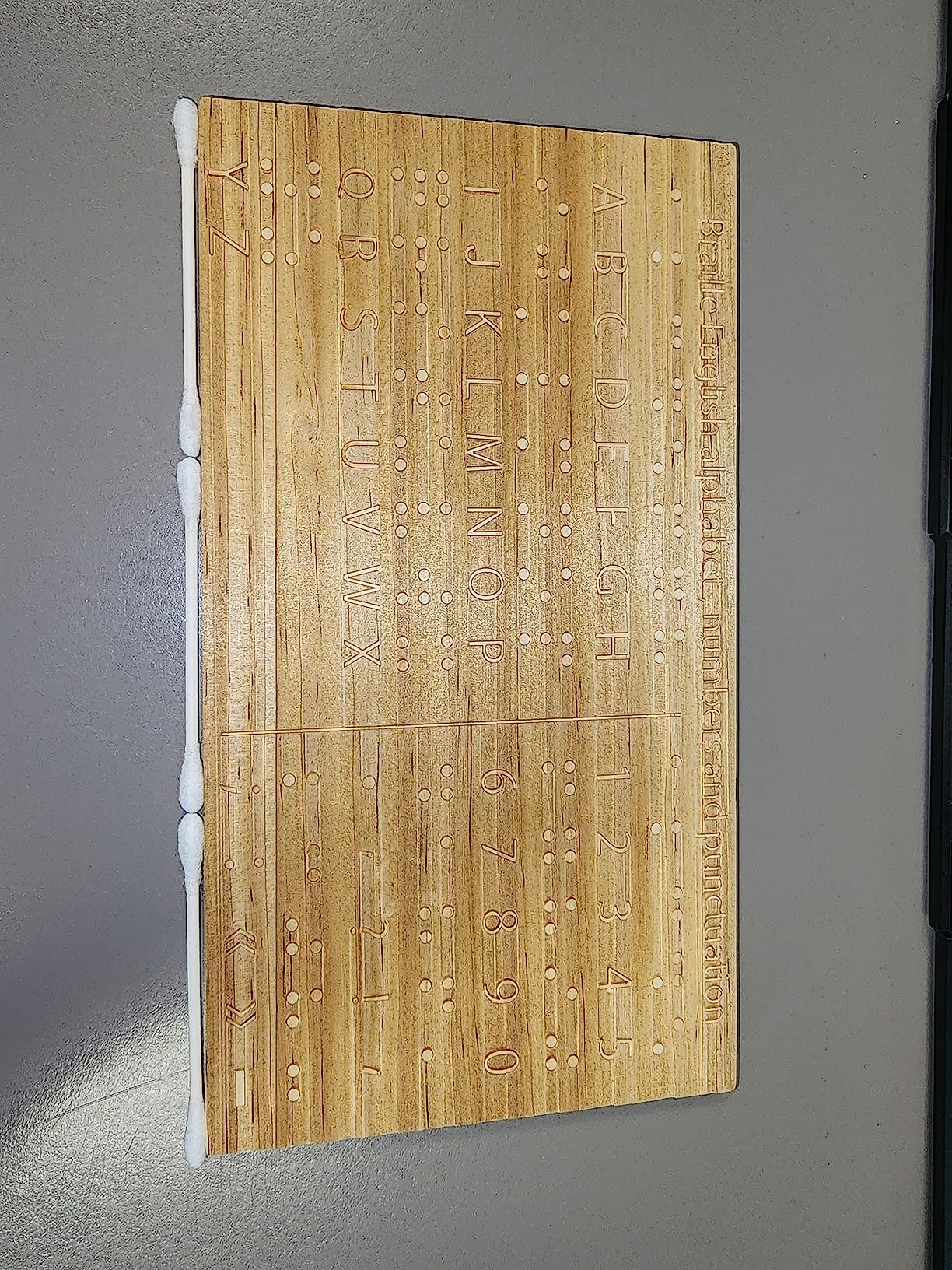 Yulejo Braille Alphabet Board 8.7 x 6.3 Inches Wood Braille Fingerboard Carved Dots Braille Alphabet Chart Numbers Board Montessori Educational Tool for Sighted Individuals Escape Rooms Games Teaching customer photo 2