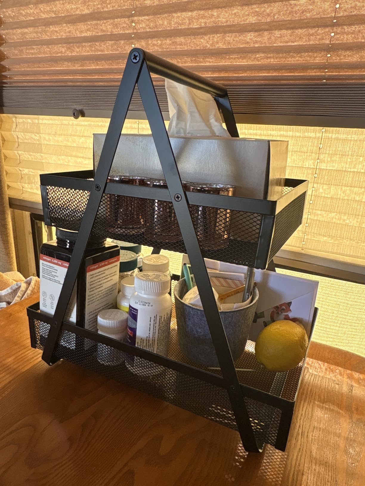 EKNITEY Tiered Snack Organizer Countertop - Metal Kitchen Counter Organizer Small Coffee Station Organize for Home, Picnic, Office (Black) customer photo 1