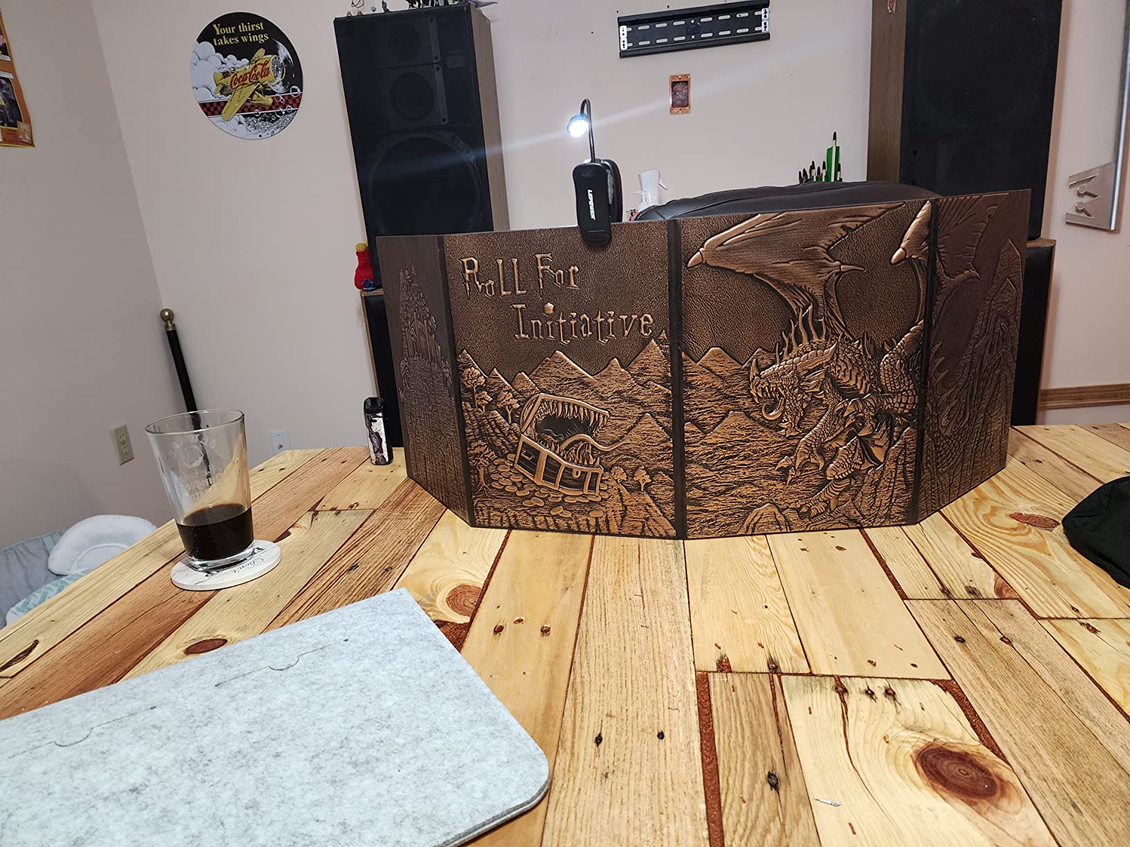 CZYY DND Dungeon Master Screen Faux Leather Embossed Dragon & Mimic, Four-Panel with Pockets DM Screen for Dungeons and Dragon, Pathfinder, D&D customer photo 2