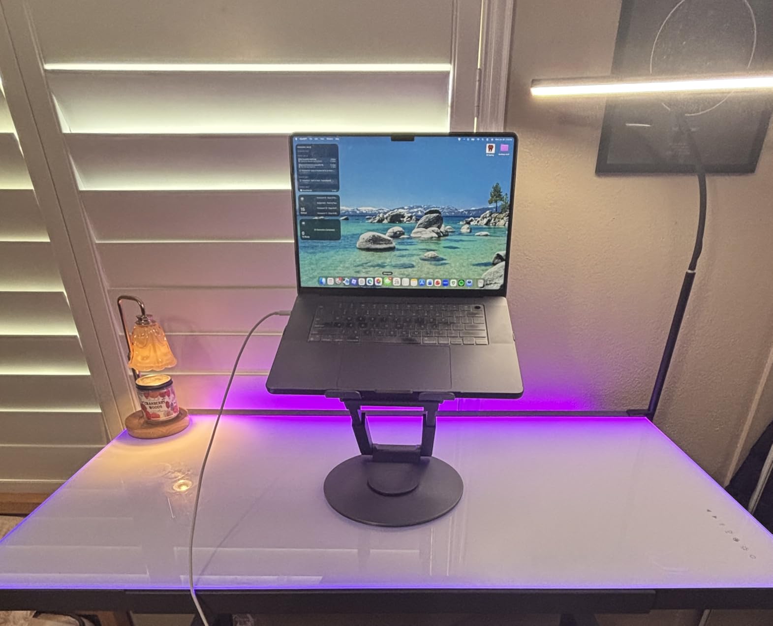 tounee Telescopic Laptop Stand for Desk with 360° Swivel Base, Sit to Stand, Height Adjustable, Portable Riser Holder for Good Posture, Compatible with MacBook Pro, All Laptops 10-17