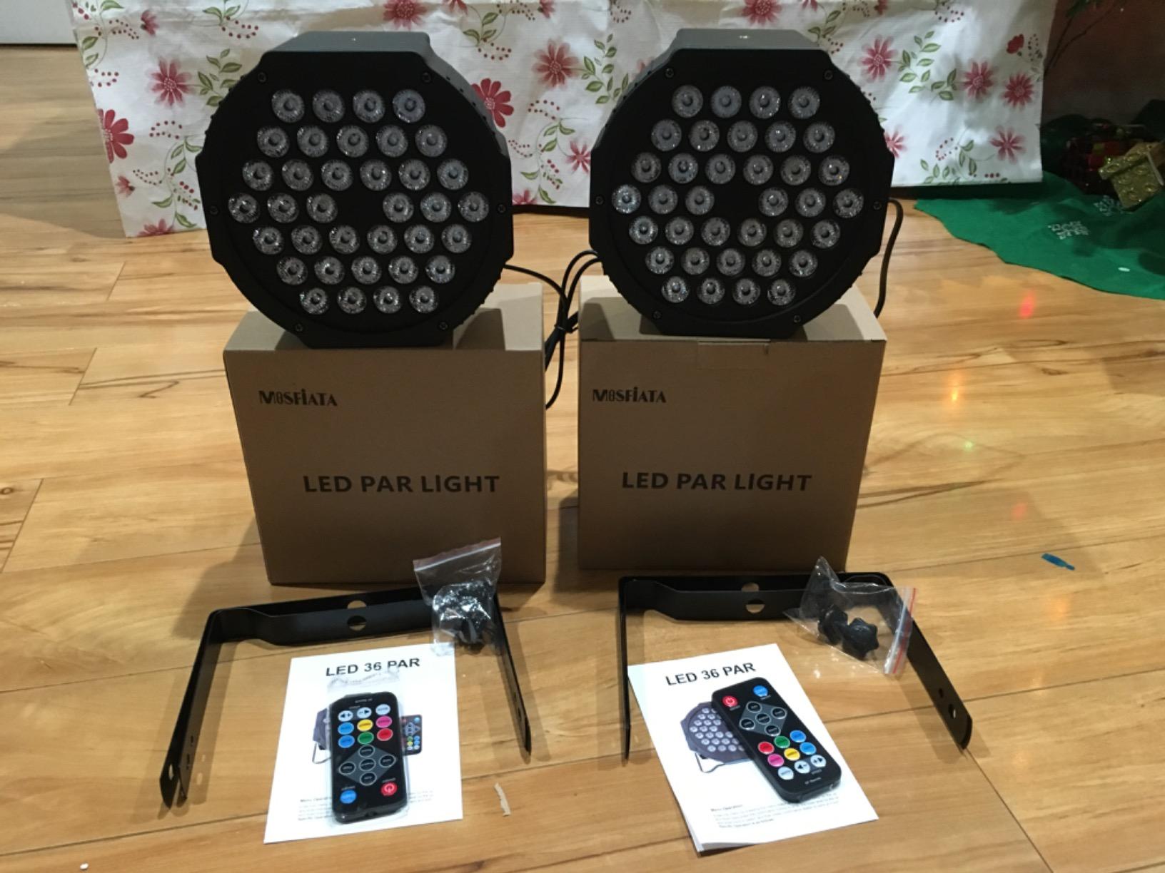 MOSFiATA Par Lights 4 Pack, RGB 36 LED Stage Light Sound Activated DMX Control, 7 Modes Uplighting with Remote Control Stage Lighting, DJ Party Light for Club KTV Disco Party（4 Pack） customer photo 2