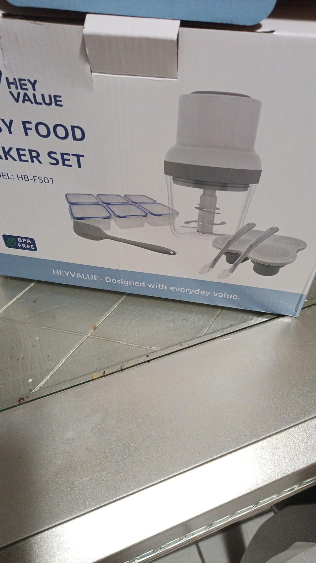 Baby Food Maker, HEYVALUE 13-in-1 Larger Baby Food Processor Set, Fruit, Vegatable, Meat, Puree Blender with Baby Food Freezer Tray, Silicone Spoons, Spatula,20 OZ(Gray) customer photo 2