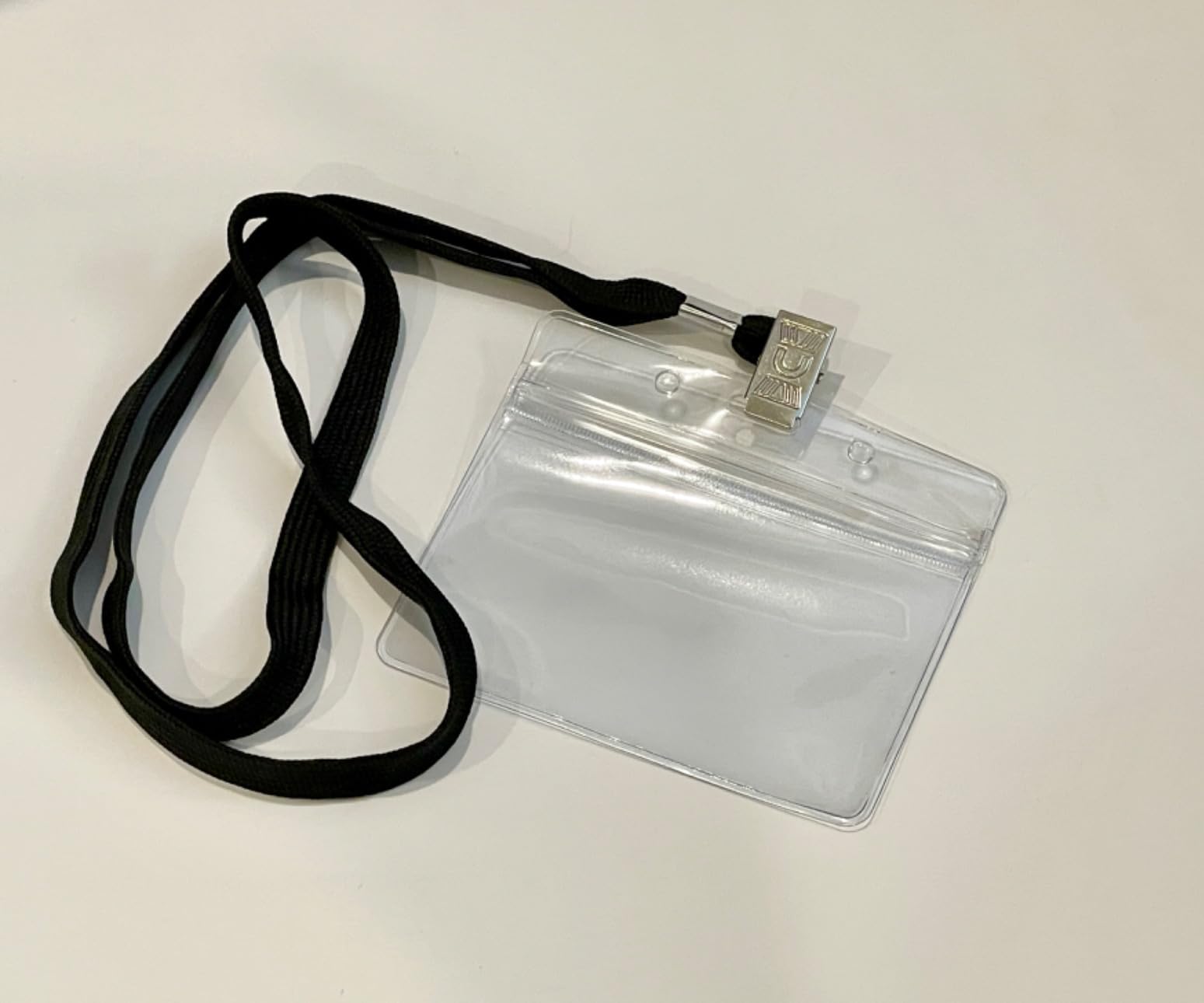 100Pcs Lanyards for Id Badges and 100 Pcs Clear Plastic Horizontal Name Badge ID Card Holders, Flat Neck Lanyards with Clip Waterproof Resealable Name Tag Badge ID Card Holders, Black customer photo 1