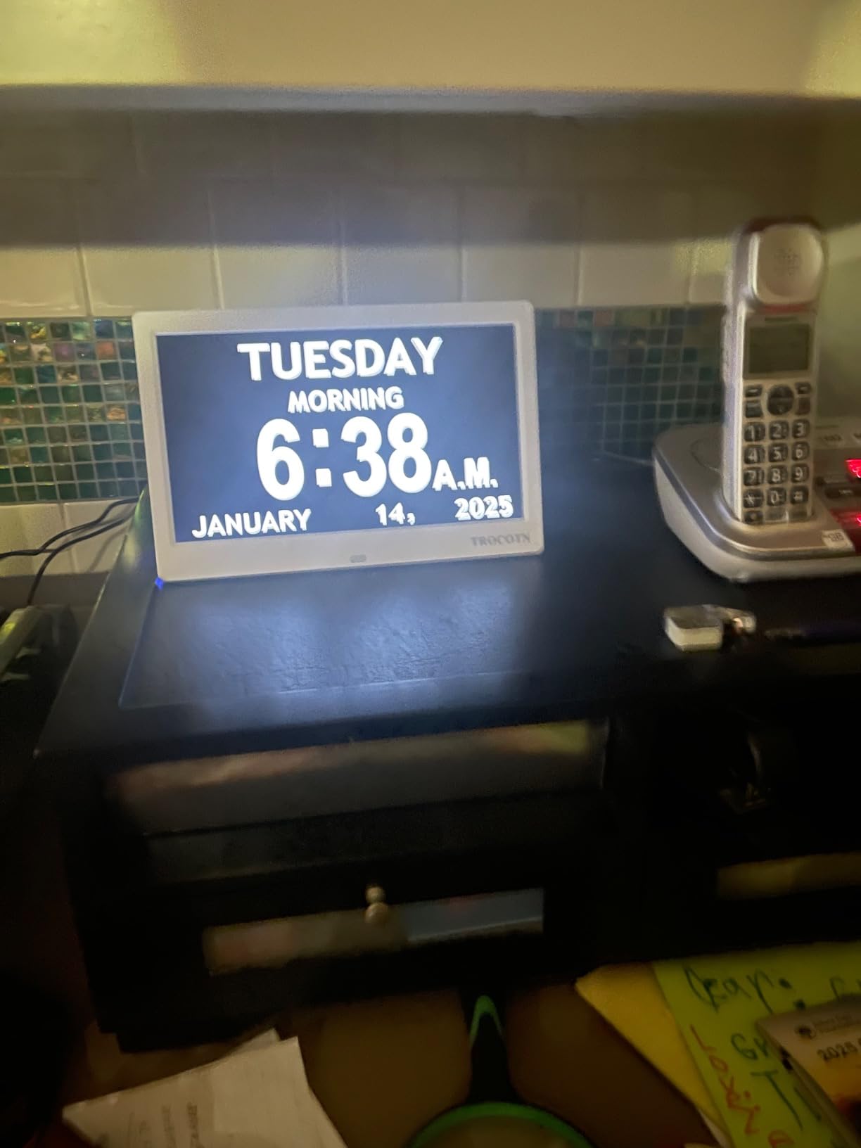 TROCOTN Dementia Clocks, Large Display Calendar Alarm Clock with Auto DST for Seniors, 5 Display Modes Large Font Digital Clock with Custom Alarms Day Date Clocks. (10 Inch Black) customer photo 2