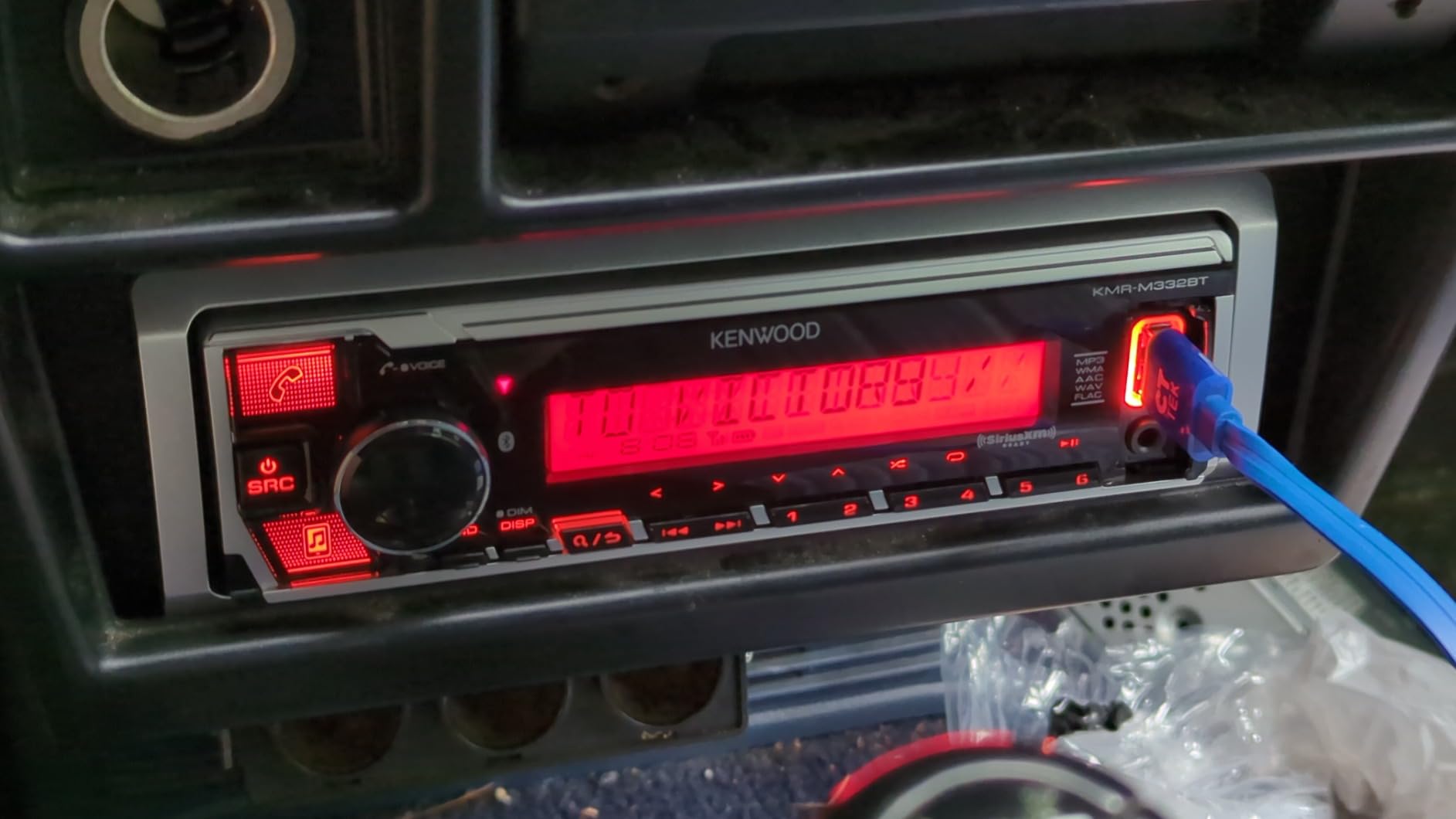 KENWOOD KMR-M332BT Car & Marine Stereo - Single Din, Bluetooth Audio, USB MP3, Aux in, AM FM Radio SiriusXM Ready, Weatherproof, Multi Color Illumination customer photo 1