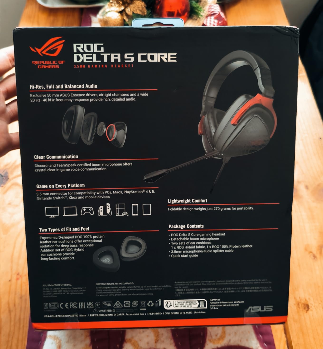 ROG Delta S Core Wired 3.5mm Gaming Headset with Mic - 40mm Essence Drivers, Virtual 7.1 Surround Sound, Discord-Certified Boom Mic, Lightweight, for PC, PS5, PS4, Xbox, Switch, Mobile - Black customer photo 2