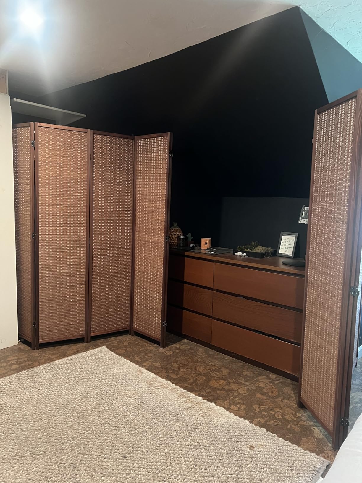 6 Panel Bamboo Room Divider - 5.6 ft Tall Folding Privacy Screen, Natural Brown Freestanding Partition Wall for Room Separation (67 x 92.1 inches) customer photo 2