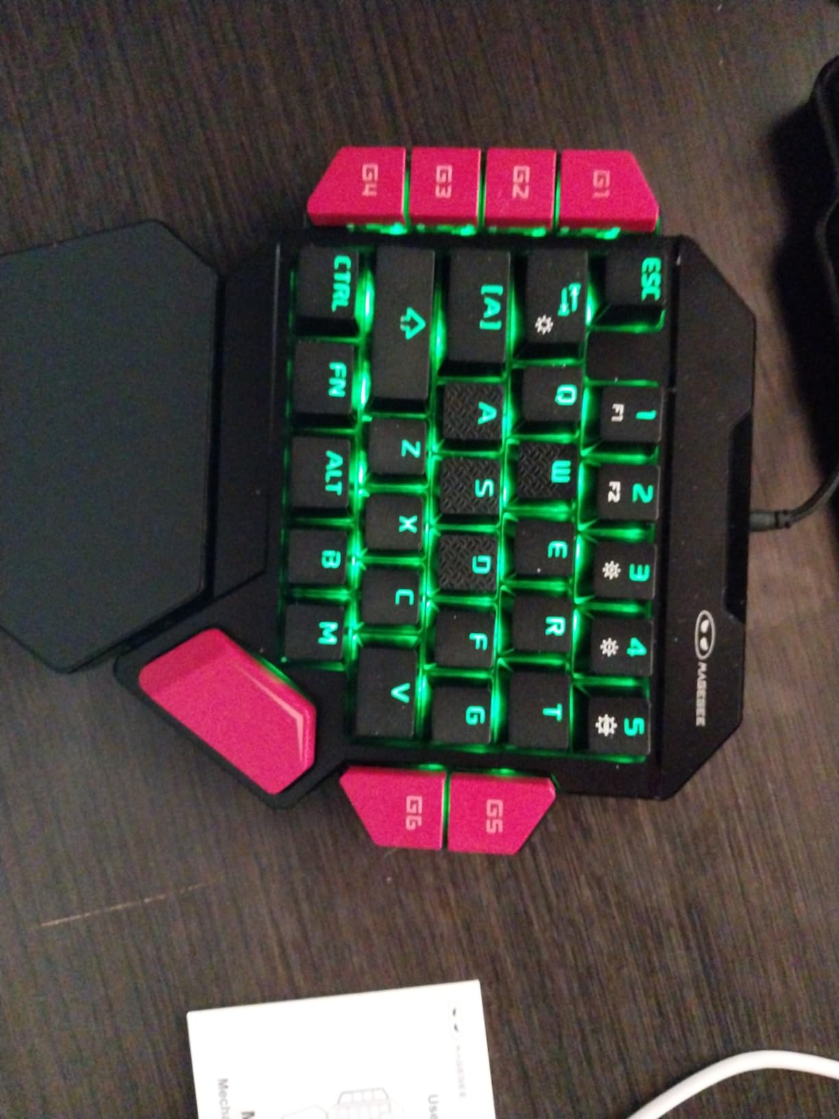 MageGee One Handed Professional Gaming Keyboard, RGB Backlit 35 Keys Mini Wired Mechanical Keyboard with Blue Switch for PC Gamer, Support 6 Macro Keys - Black/Red customer photo 2