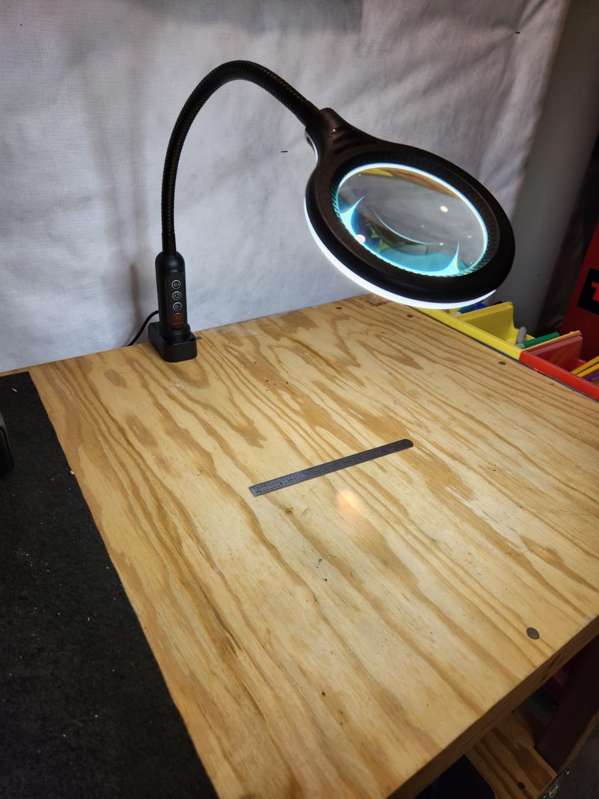 10X Magnifying Glass with Light and Clamp, 5 Color Modes Stepless Dimmable Lighted Magnifier with Stand, Flexible Gooseneck LED Desk Lamp Hands Free for Craft Reading Painting Hobby Close Work customer photo 1