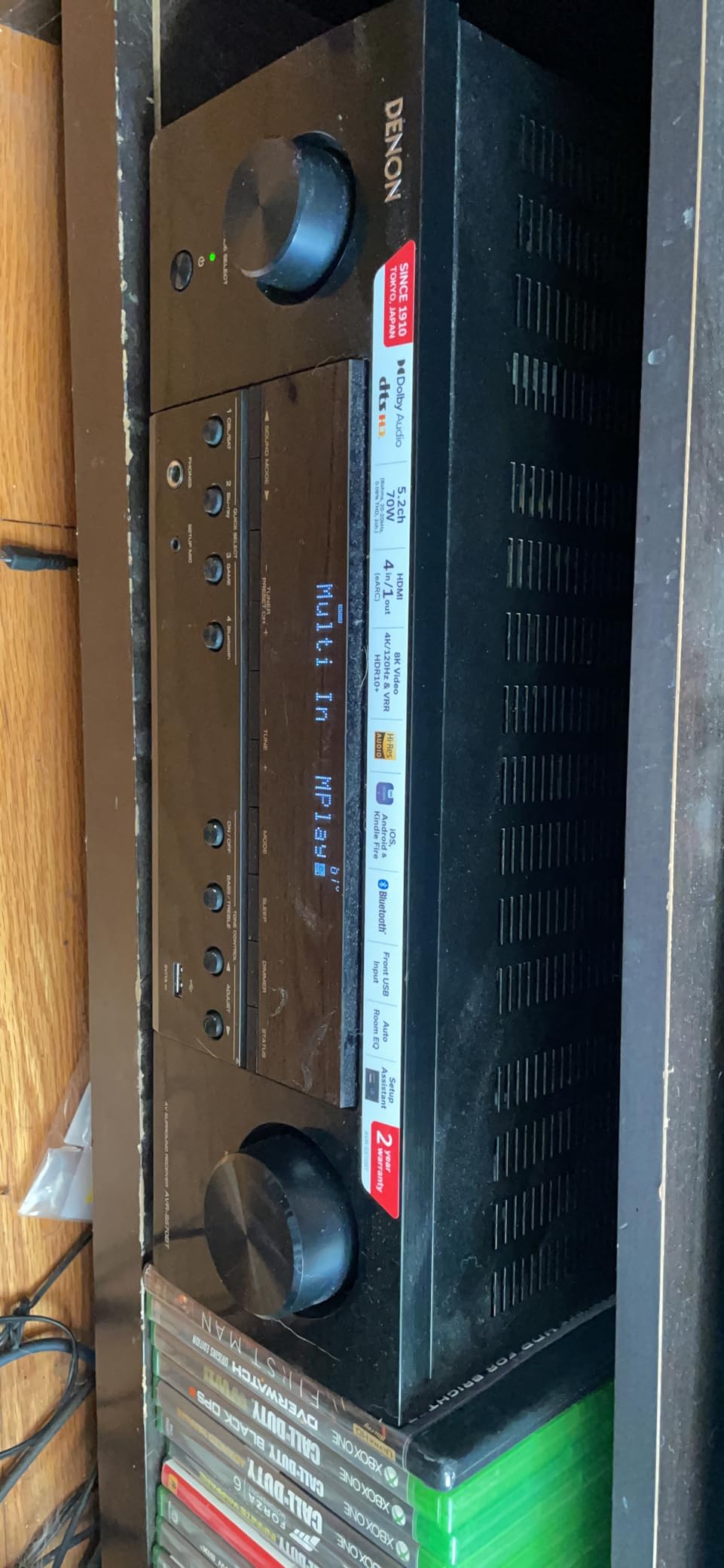 Denon AVR-S570BT AV Receiver 5.2 Channel 8K Ultra HD Audio & Video, Stereo Receivers, Denon AVR Wireless Streaming Bluetooth, (4) 8K HDMI Inputs, eARC, HD Setup Assistant customer photo 1