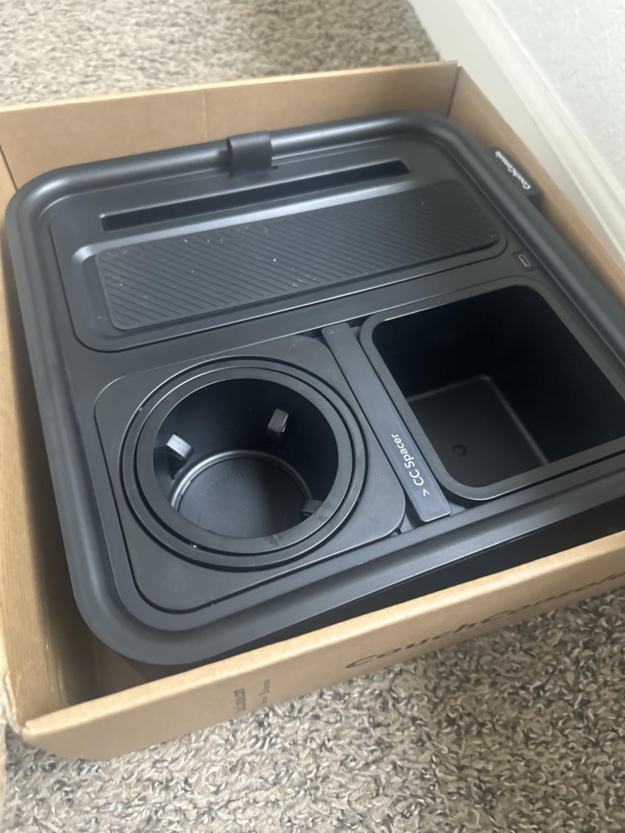 CouchConsole Original Tray - Drinks & Snacks Sofa Caddy with Armrest, Table with Phone Stand- TV Remote Control Storage and Organizer - for Living Rooms, RV, and Cars, Black customer photo 1