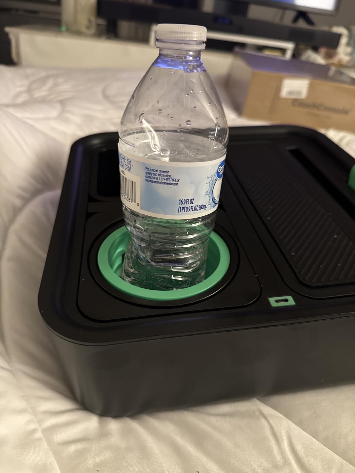 CouchConsole Original Tray - Drinks & Snacks Sofa Caddy with Armrest, Table with Phone Stand- TV Remote Control Storage and Organizer - for Living Rooms, RV, and Cars, Black customer photo 2