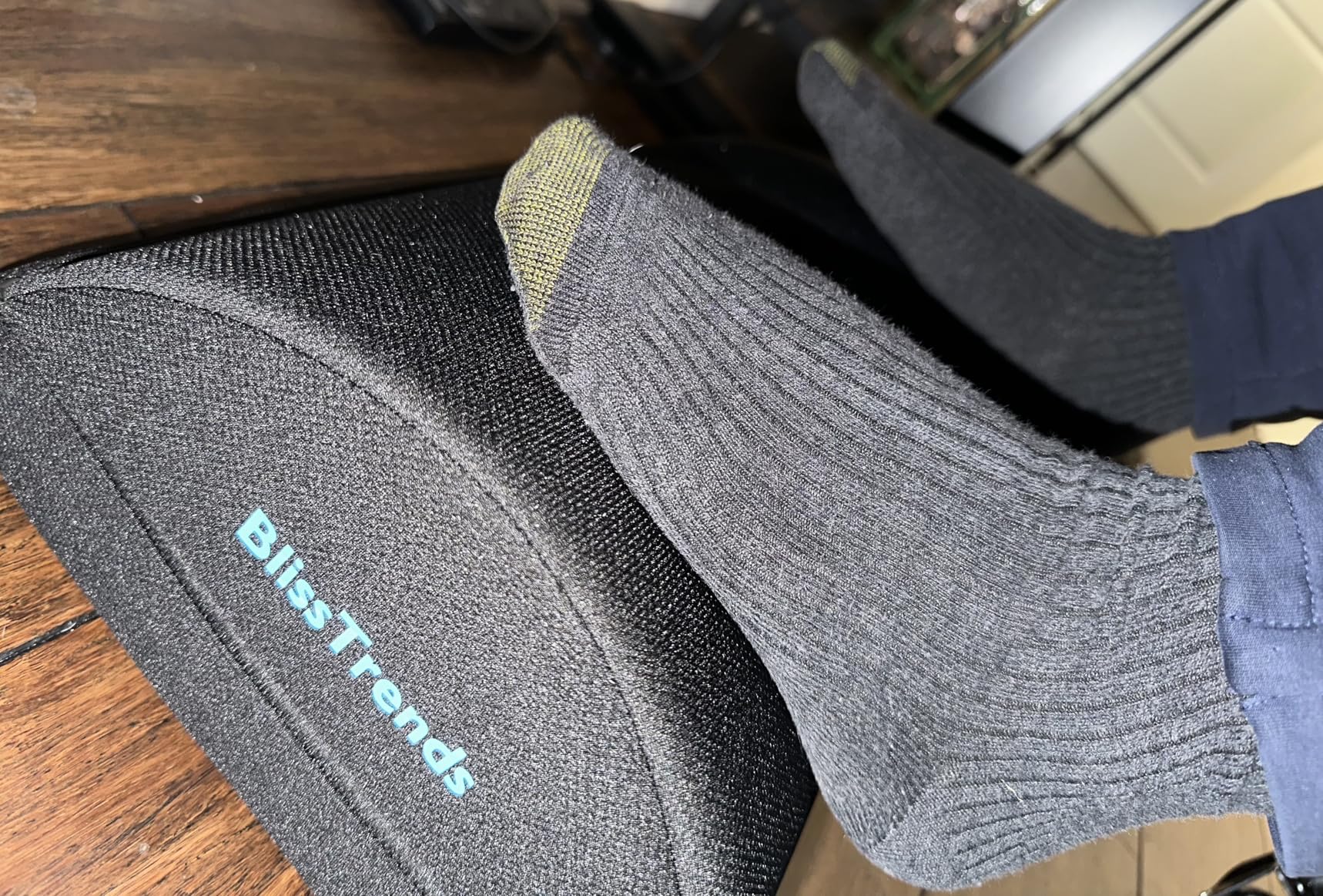 BlissTrends Foot Rest for Under Desk at Work-Versatile Foot Stool with Washable Cover-Comfortable Footrest with 2 Adjustable Heights for Car,Home and Office to Relieve Back,Lumbar,Knee Pain-Black customer photo 2