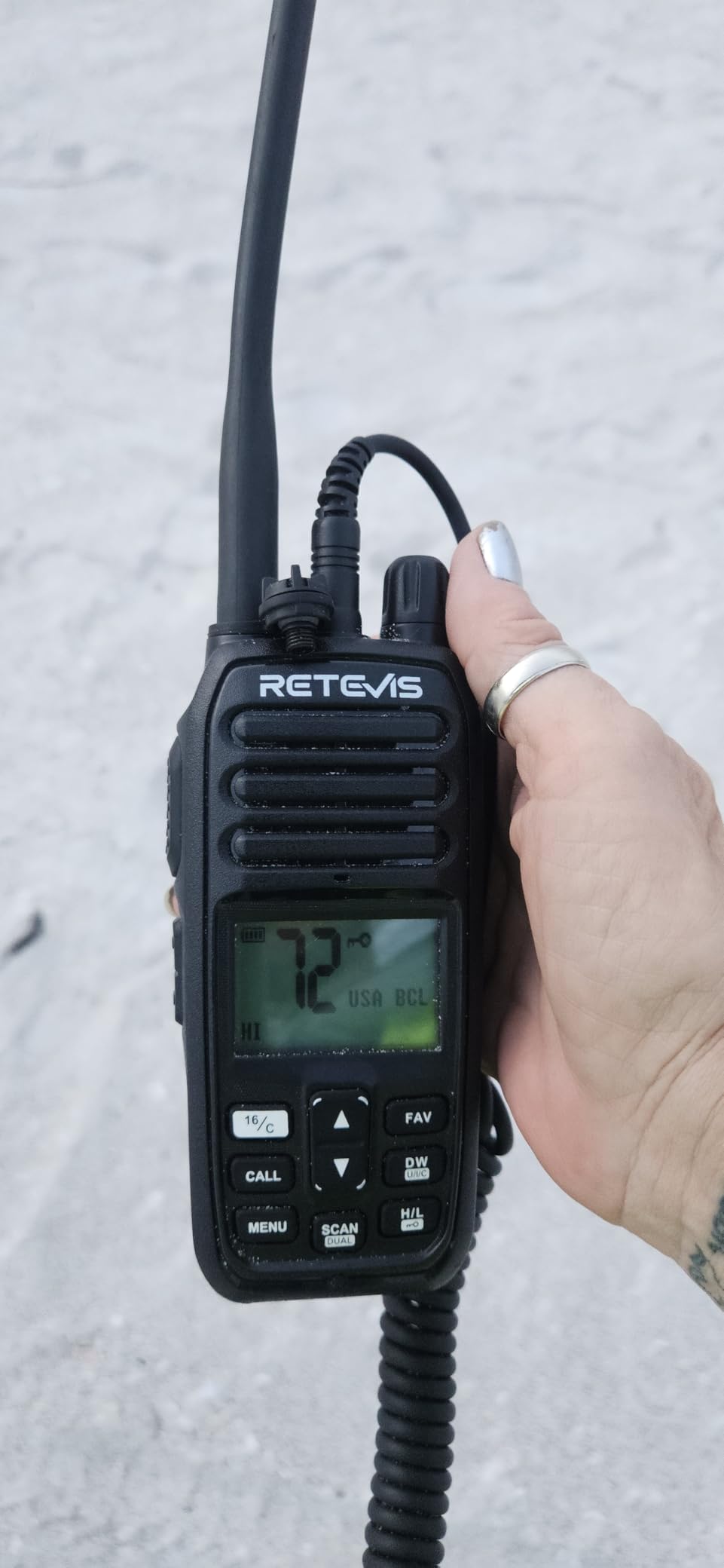 Retevis RM21 Handheld Marine Radio,IP67 Waterproof Floating Two Way Radio,Noise Cancelling Mic,1800mAh,Backlit LCD Display Maritime Radio,NOAA,International Channels,Boat Radio for Fishing(1 Pack) customer photo 2