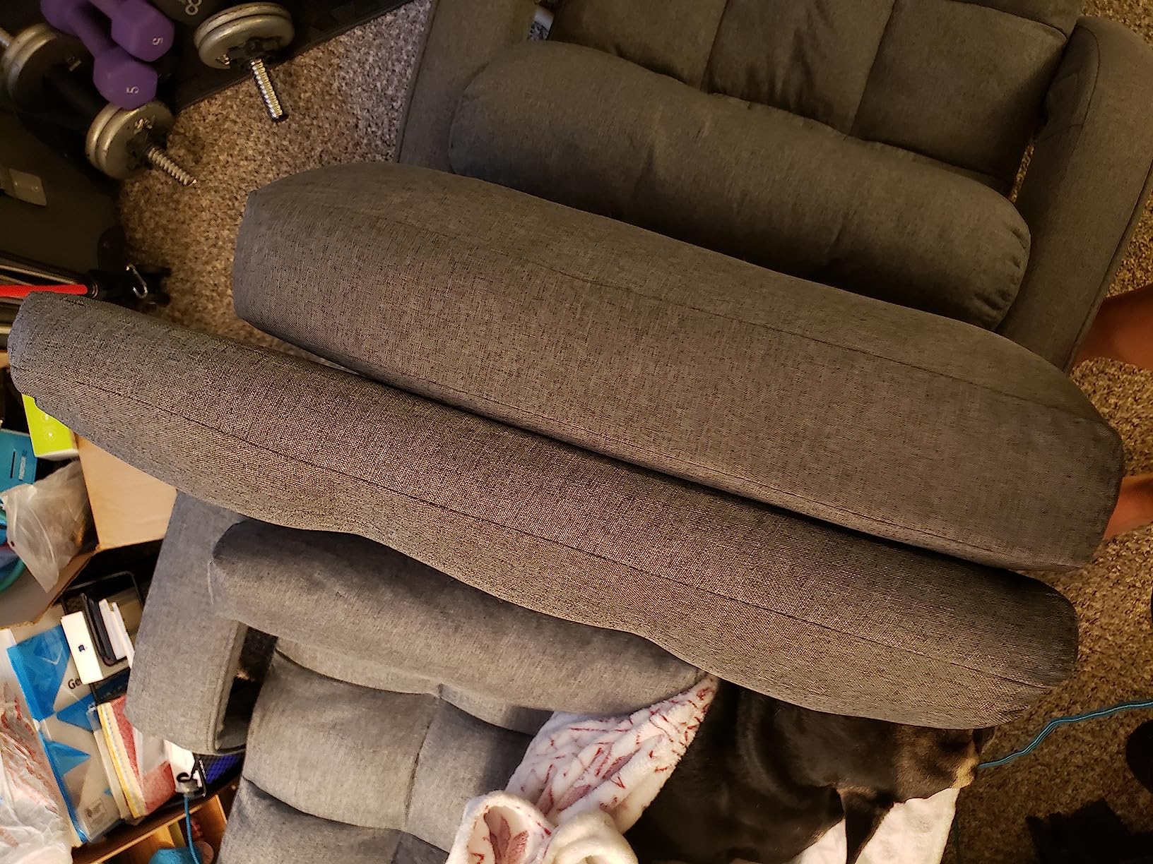 STHOUYN Comfy Floor Chair Bedroom 2 USB Charging Ports, 5-Position Couch Gaming Lounge Chairs Adults, Indoor Folding Lazy Sofa Meditation Arm Dorm Chair Living Room (Grey) customer photo 1