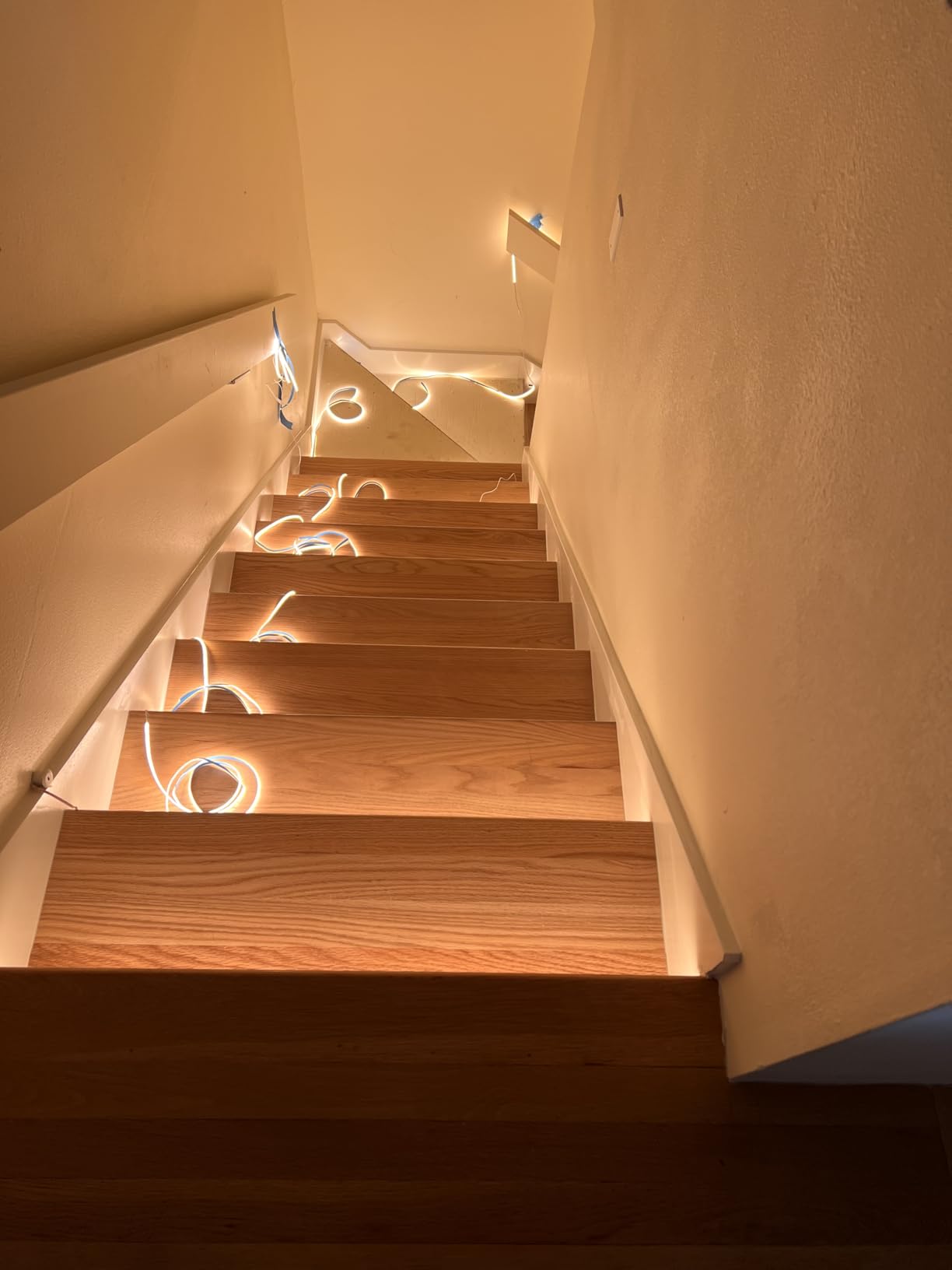 ES32 Motion Sensor Step Lights Indoor 3000K Warm White Linear COB LED Strip for 4ft Cuttable Stairs, 20 Stair Controllable Tread Light Strips (Complete Kit Items) (3000k) customer photo 1