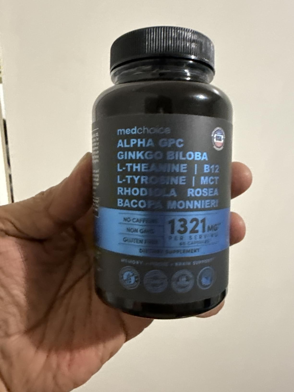 12-in-1 Nootropic Brain Supplement Anhydrous: Ginkgo Biloba for Brain Support, Memory and Focus - B12, Alpha GPC, L Theanine and Choline Supplements with Bioperine Non Caffeinated 1321mg (60ct) customer photo 1