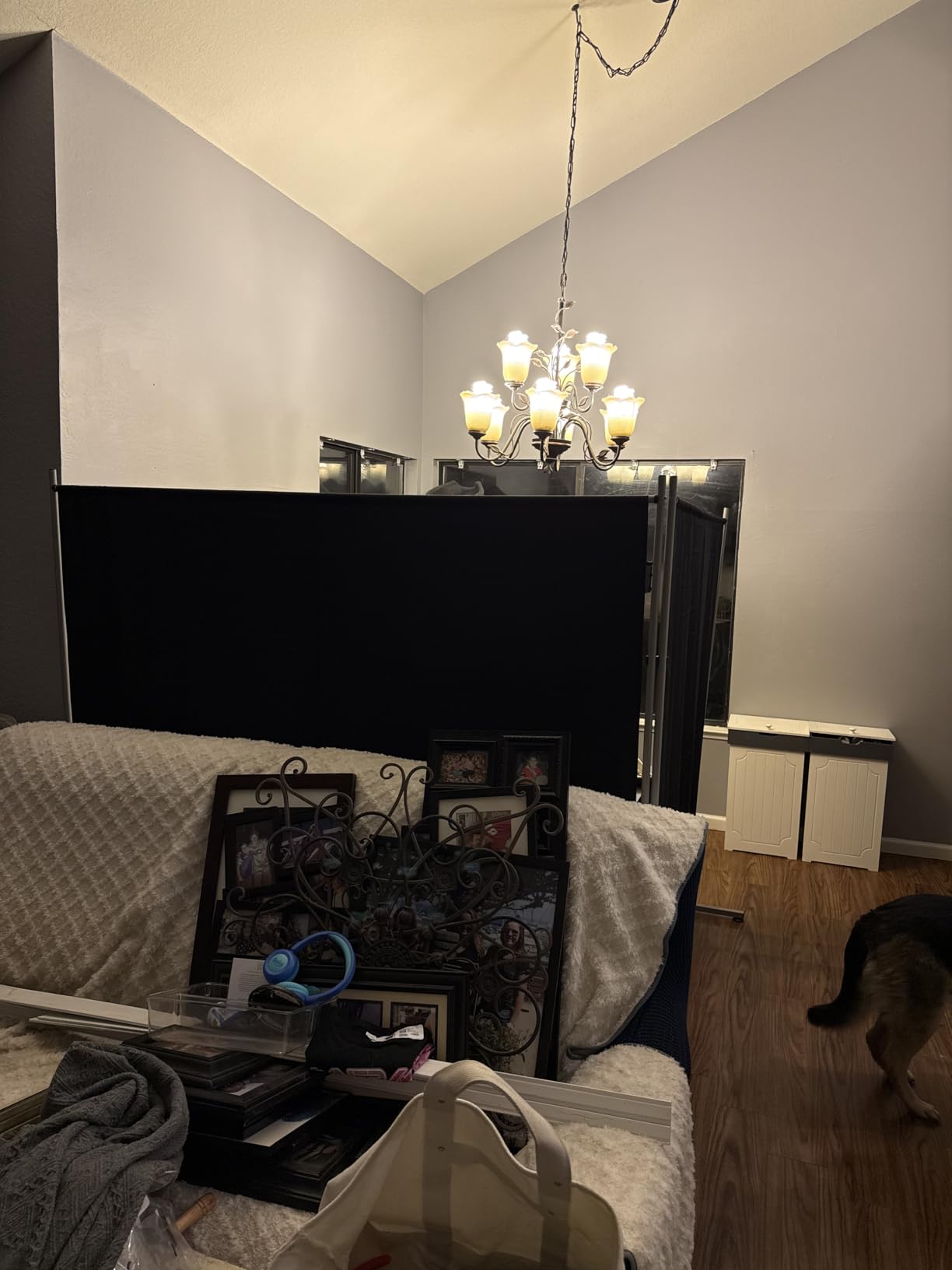 RANTILA Single Large Panel Room Divider, Privacy Screen for Office, Partition Separators, Freestanding Divider 71''W x 69.5''H, Grey customer photo 1