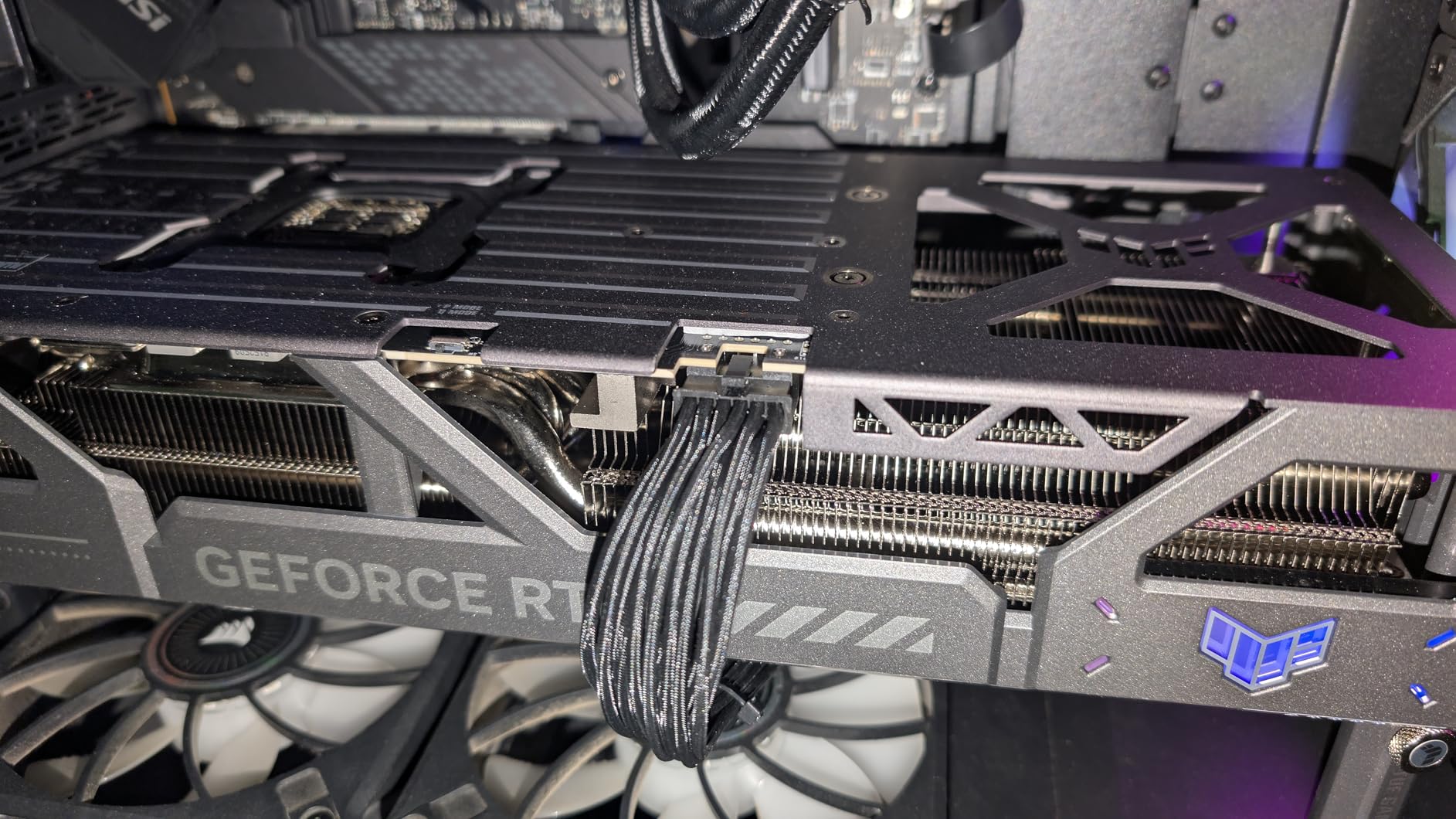 Fasgear 600W PCIe 5.0 GPU Power Cable Sleeved 70cm 16pin (12+4) 12VHPWR Connector for RTX 3090Ti 4080 4090 5080 5070 5070Ti 3x8pin (6+2) PCI-e Male Plug for ASUS EVGA Seasonic Modular PSU (Black) customer photo 2