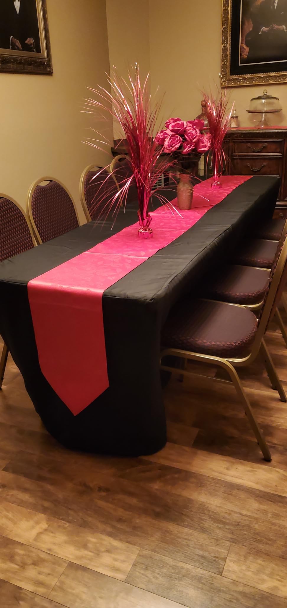 HolidayIdeas Fitted Black Tablecloths - 72 x 30 Inch - 2 Pack Rectangle Table Clothes for 6 Foot Tables, Polyester Fabric Table Cover for Trade Show, Craft Show, Parties, Birthday, Wedding customer photo 2