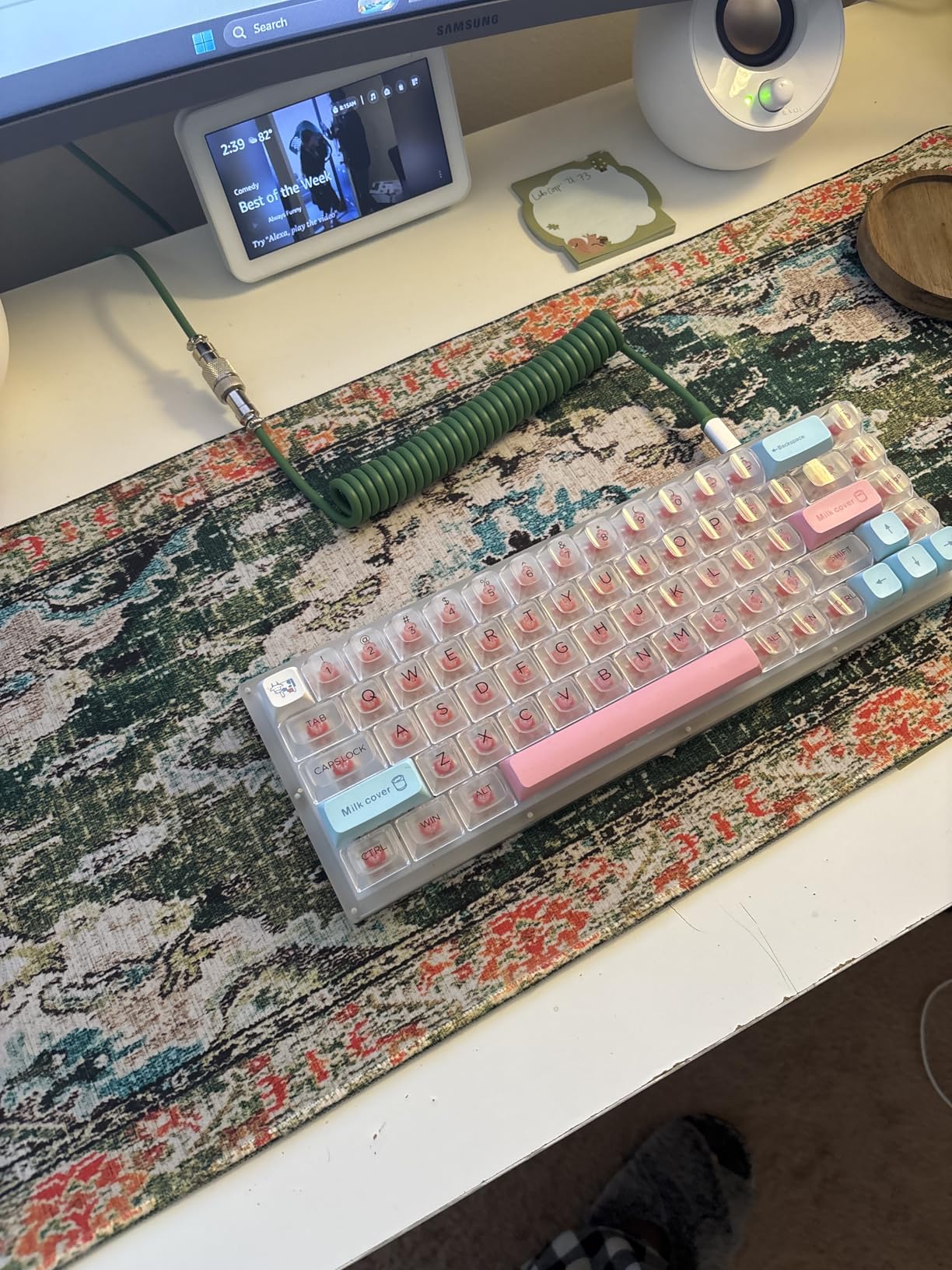 aportt Retro Japanese Anime Gaming Mouse Pad XXL Cool Dark Purple Red Vaporwave City Extended Large Desk Mat Big Mousepad Non-Slip Rubber Base Stitched Edge Long for Computer, 35.4x15.7 in customer photo 1