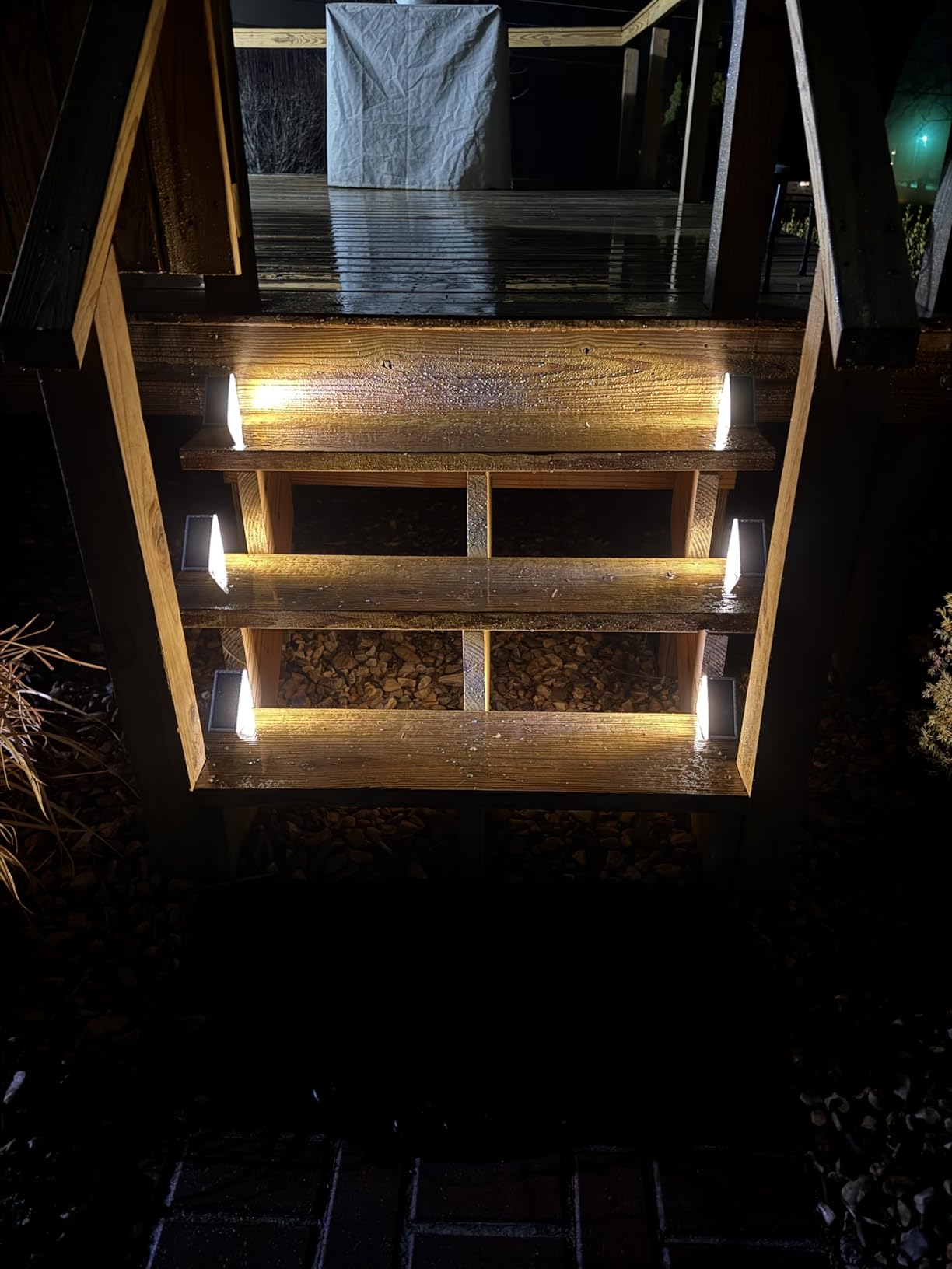 NIORSUN Solar Step Lights,6 Pack Warm White Solar Stair Lights Outdoor Waterproof IP67 Auto On Off,Solar Lights for Steps,Stair,Patio,Yard,Porch,Front Door,Sidewalk,Deck Decor customer photo 1