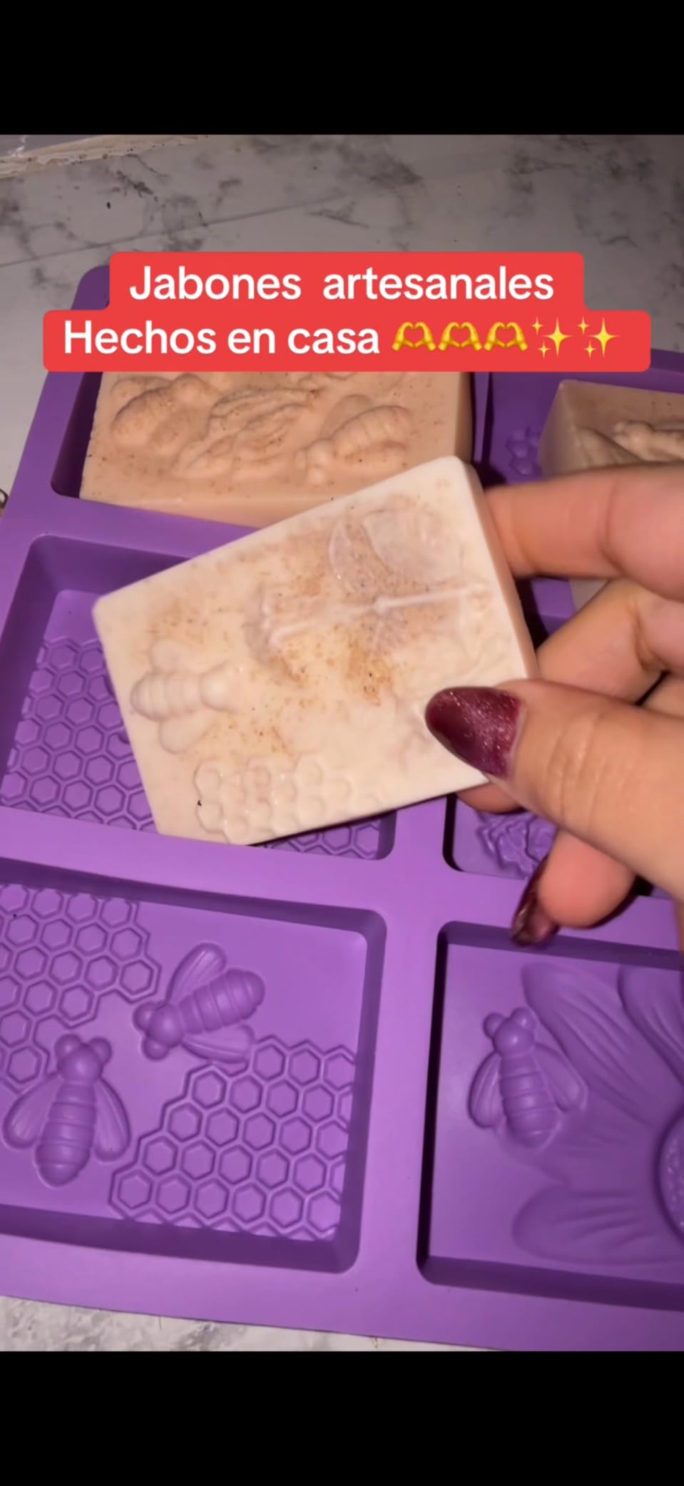 Sakolla 2 Pack 6 Cavity Bee Silicone Soap Molds Rectangle Oval Honeycomb Silicone Molds Loaf Handmade Molds for Soap Making Supplies DIY Wax Melts, Beeswax customer photo 2