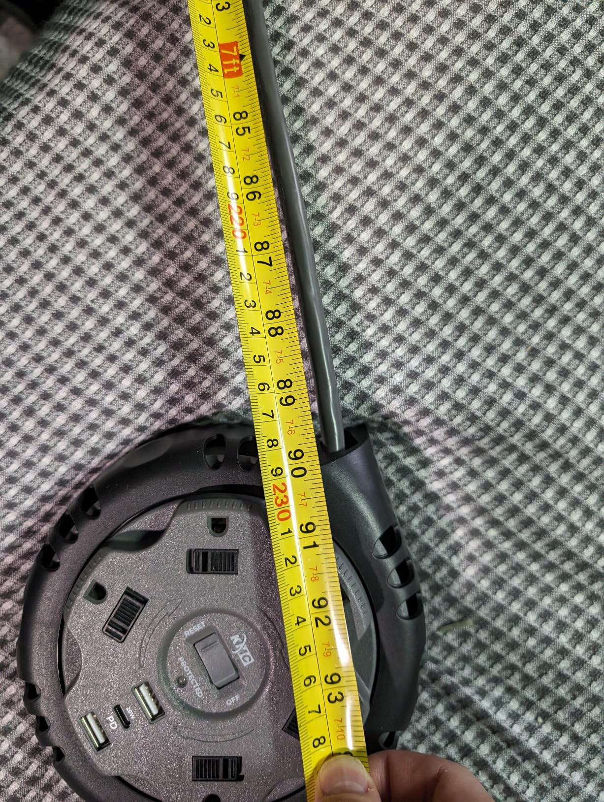 KMC 5-Outlet USB-C PD Surge Twist Retractable Power Strip Cord Reel, 2 USB-A & 1 USB-C Power Delivery, 735J Surge Protector, 8ft Retractable Extension Cord, 3-Prong Flat Plug, UL/ETL Certified, Gray customer photo 1