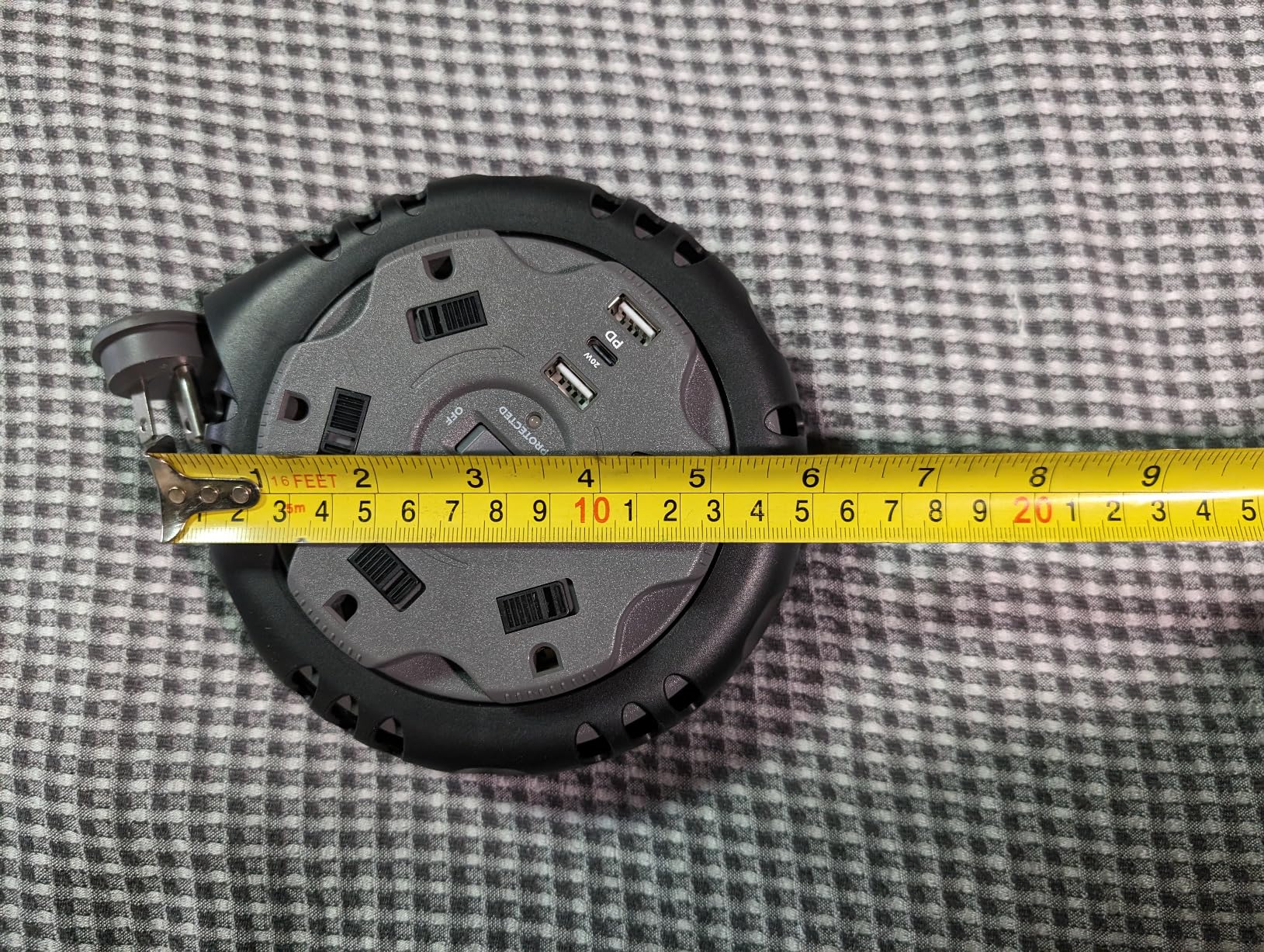 KMC 5-Outlet USB-C PD Surge Twist Retractable Power Strip Cord Reel, 2 USB-A & 1 USB-C Power Delivery, 735J Surge Protector, 8ft Retractable Extension Cord, 3-Prong Flat Plug, UL/ETL Certified, Gray customer photo 2