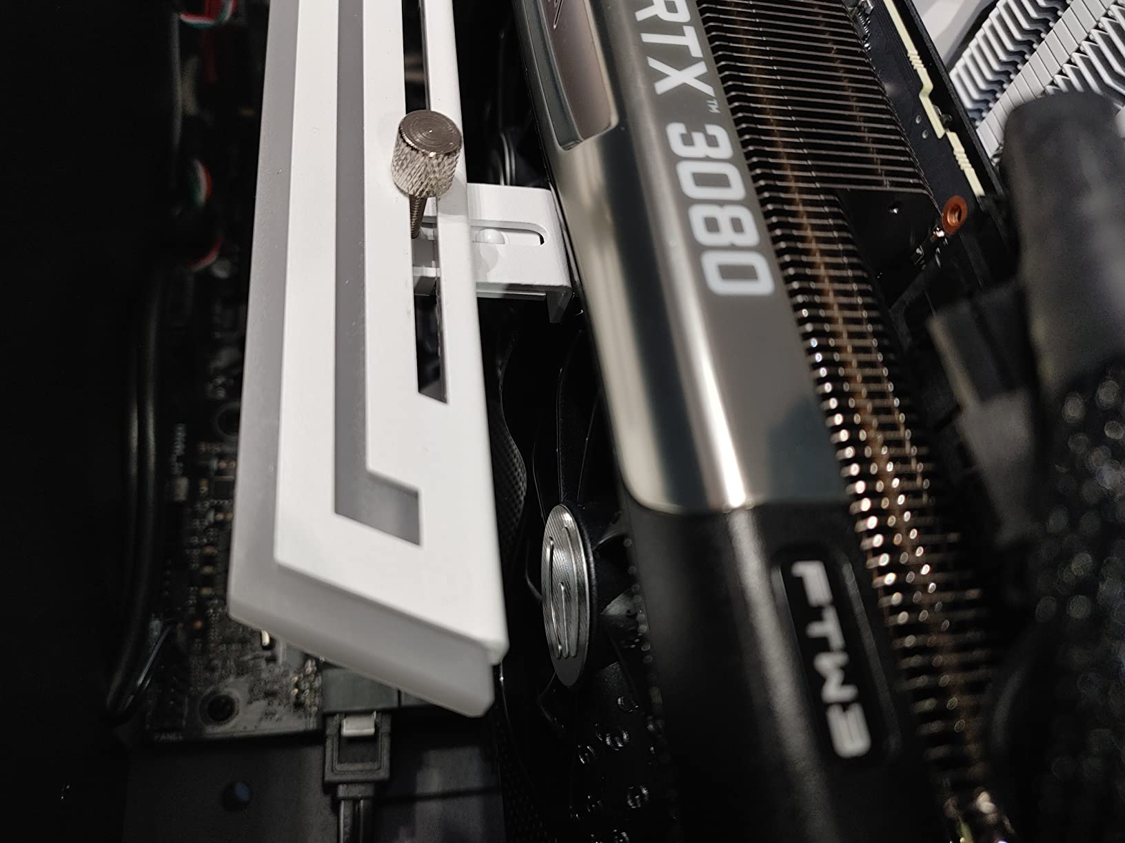 ARGB GPU Support Bracket, GPU Brace Support, 5V 3Pin addressable GPU Holder, 5v 3pin RGB GPU Support Stand Video Card sag Holder, Adjustable Length and Height GPU Stand (Black) customer photo 1