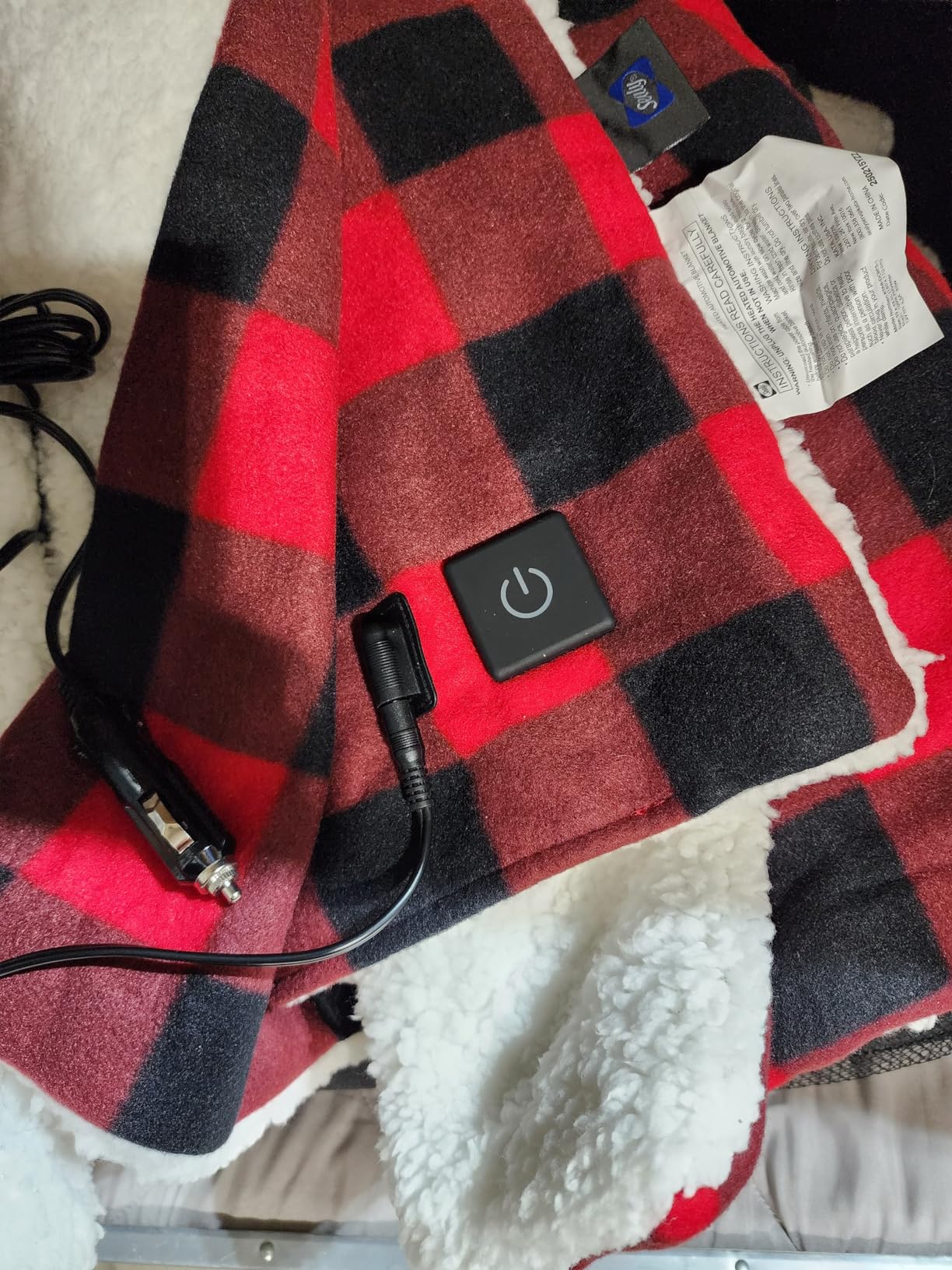 Sealy 12-Volt Heated Car Blanket with 2 USB Output Ports, 3 Heating Levels & 4 Hours Auto Off, Electric Blanket for Car, Truck, SUV, RV or Camping, Machine Washable, 59