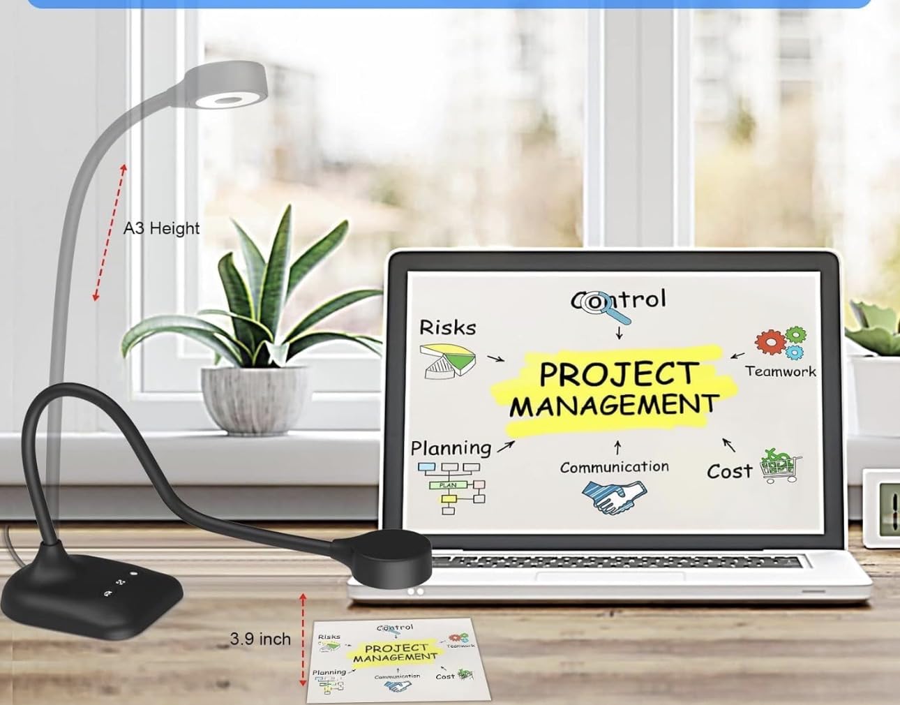 Document Camera for Teachers, Webcam and Overhead Camera for Classroom with Mic, LED Lights, Image Invert, Fold for Mac OS, Windows, Zoom, OBS Work with Distance Learning/Teaching, Live Demo customer photo 2