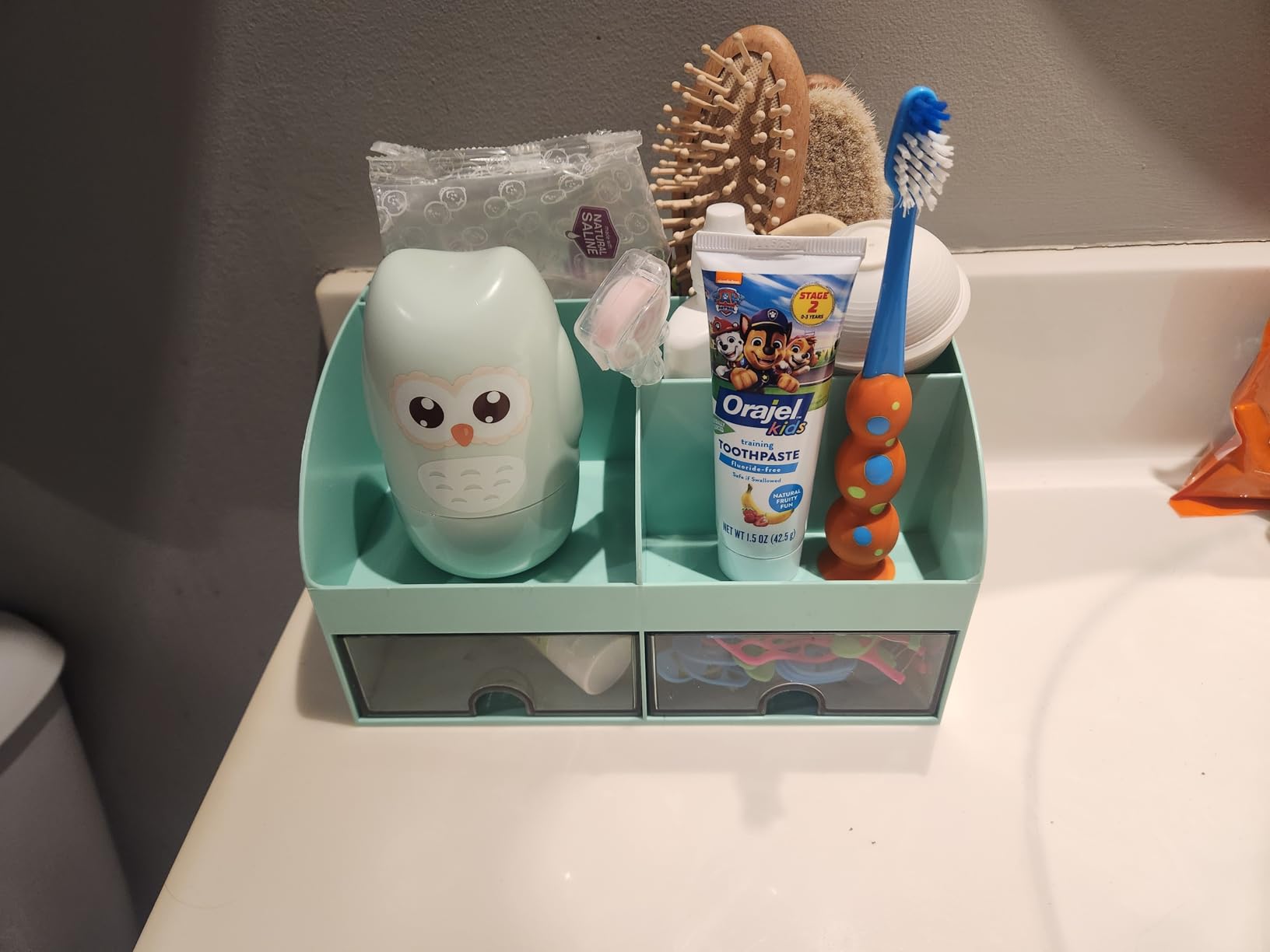 Desk Organizer with 6 Compartments and 2 Drawers, Plastic Makeup Organizer, Pen Holder for Desktop Storage, Desk Organization for School, Home, Office Supplies (White) customer photo 2