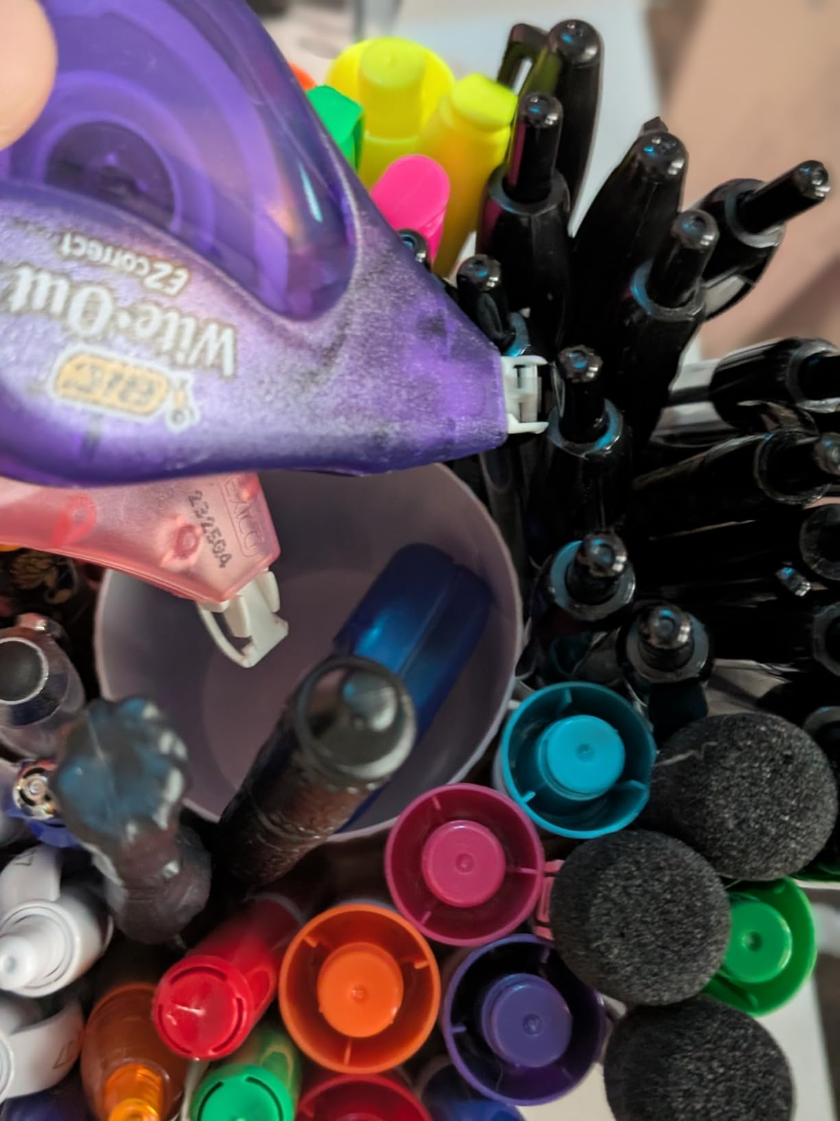 Marbrasse Desk Organizer, 360-Degree Rotating Pen Holder, Desk Organizers and Accessories with 5 Compartments Pencil Holder, Art Supply Storage Box Caddy for Office, Home (White) customer photo 2