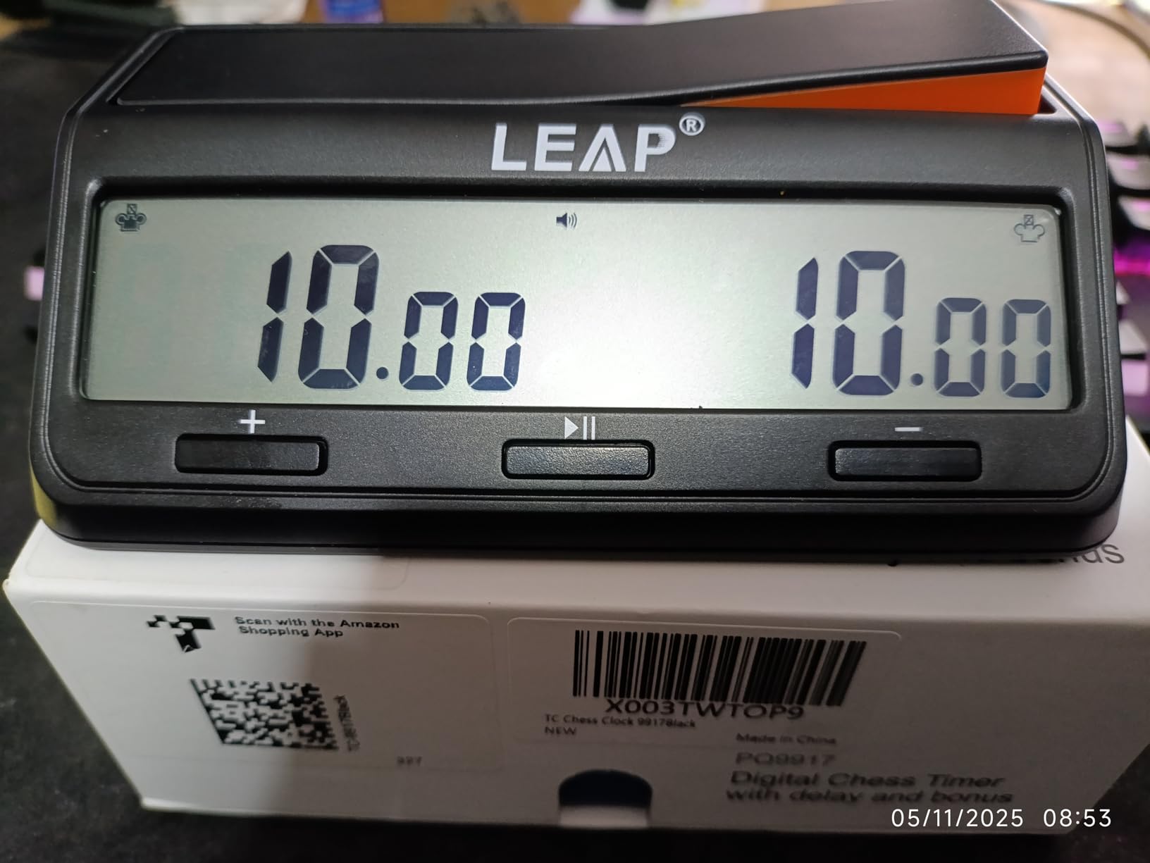 LEAP Chess Clock Digital Chess Timer Advanced for Board Game and Chess Timer with Bonus & Delay Count Down up Alarm Black/Orange customer photo 1