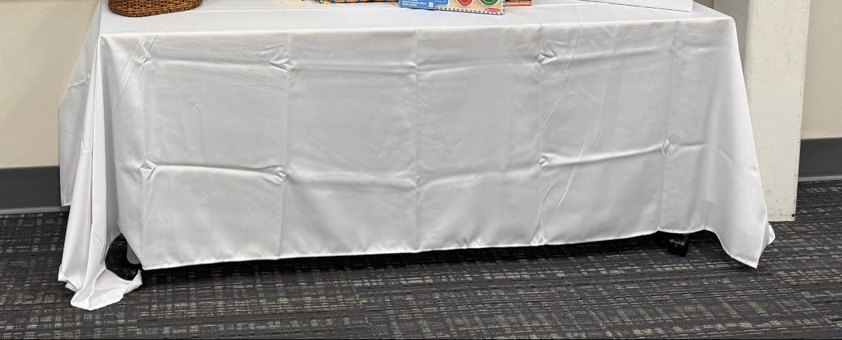 Fitable White Tablecloths for Rectangle Tables, 6 Pack - 70 x 120 Inches - Reusable and Washable Table Clothes for 6-8 Ft Tables, Polyester Fabric Table Covers for Wedding, Party, Banquet customer photo 2
