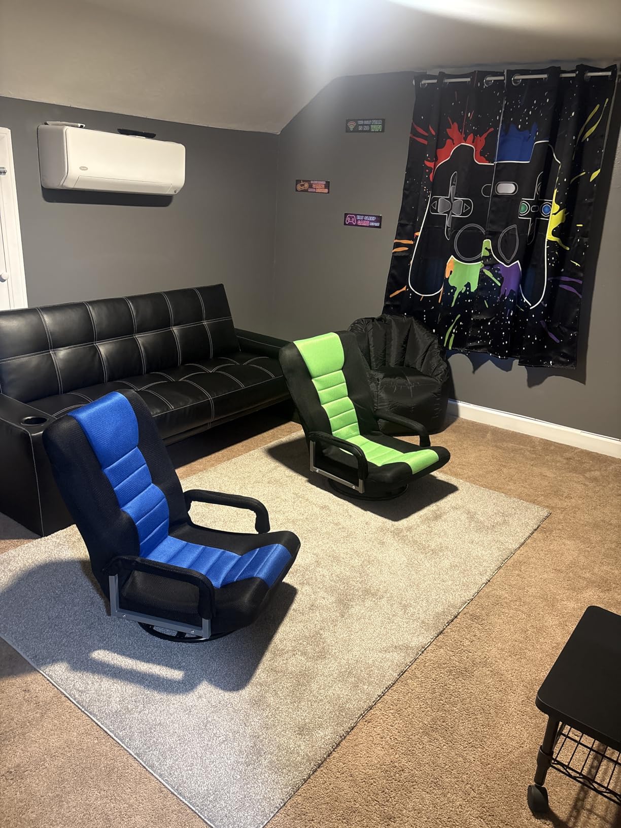 Swivel Floor Gaming Chair w/Armrests,Folding Video Reclining Sofa w/6 Adjustable Position, Padded Backrest & Cushion, Lazy Lounger Couch for E-Sports, Reading, Relaxing, Watching TV, Red customer photo 2