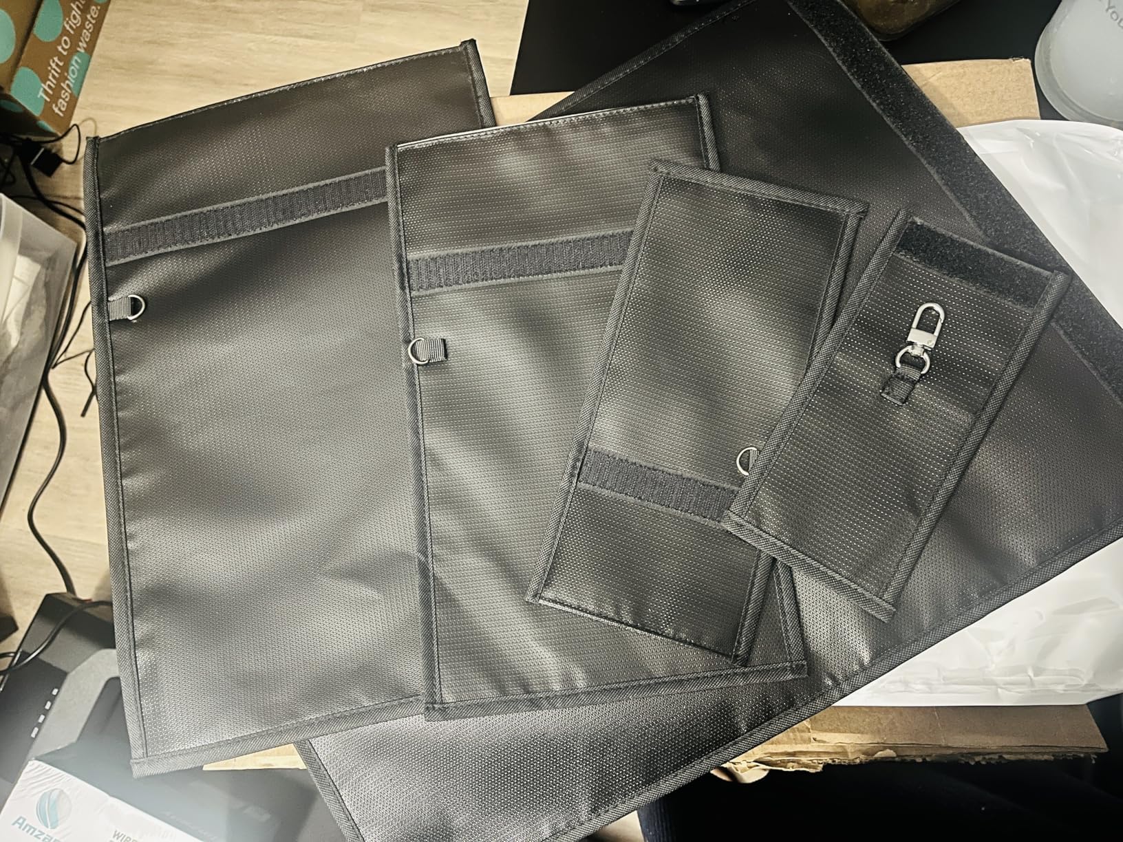 yaokvide Large Faraday Bags- 5 Pack Faraday Cages for Laptops & Tablets & Phones & Car Keys, Faraday Key Fob Protector, Fireproof & Waterproof Anti-theft Signal Blocking Pouch customer photo 2