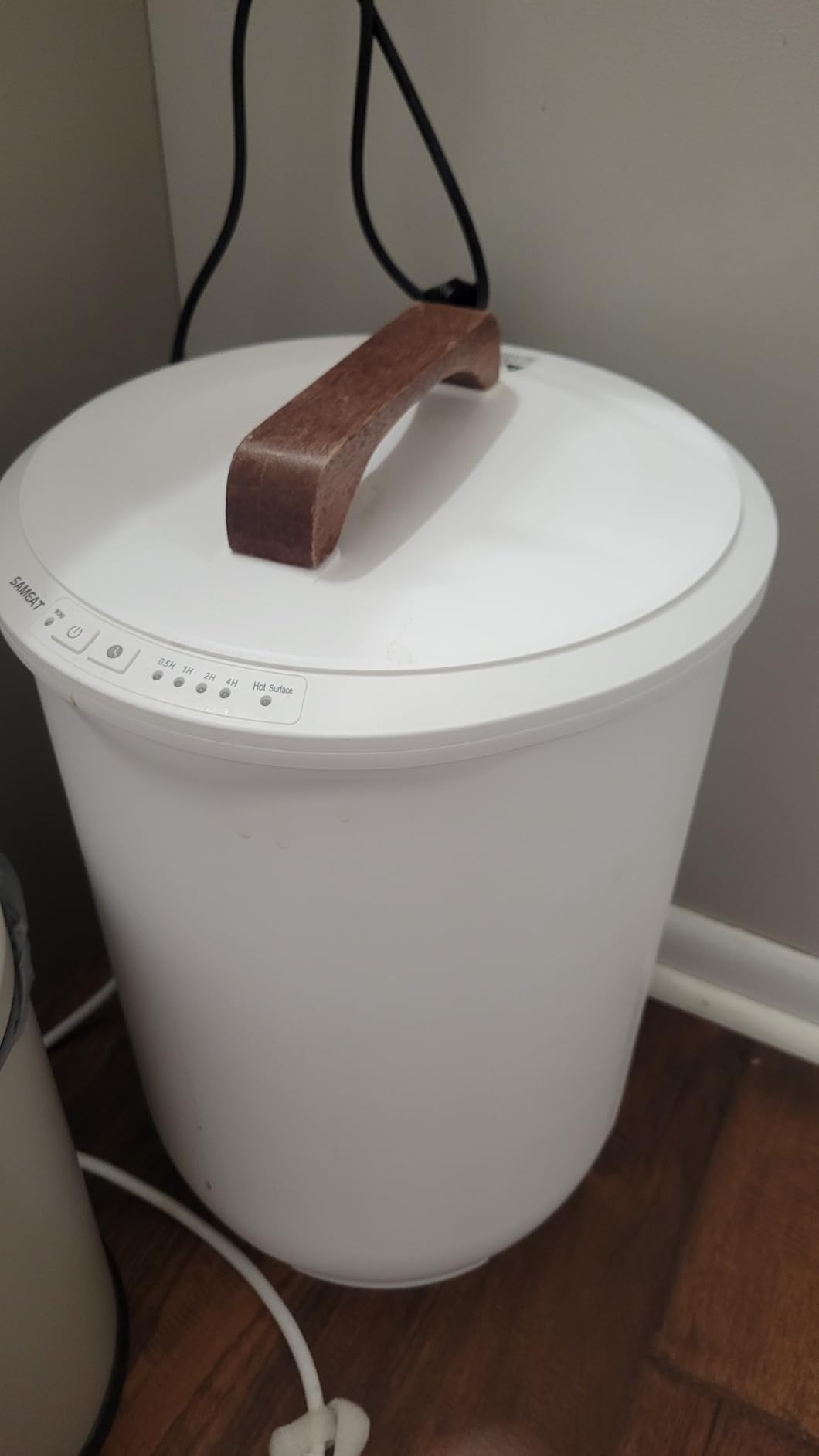 SAMEAT Heated Towel Warmers for Bathroom - Large Towel Warmer Bucket, Wood Handle, Auto Shut Off, Fits Up to Two 40