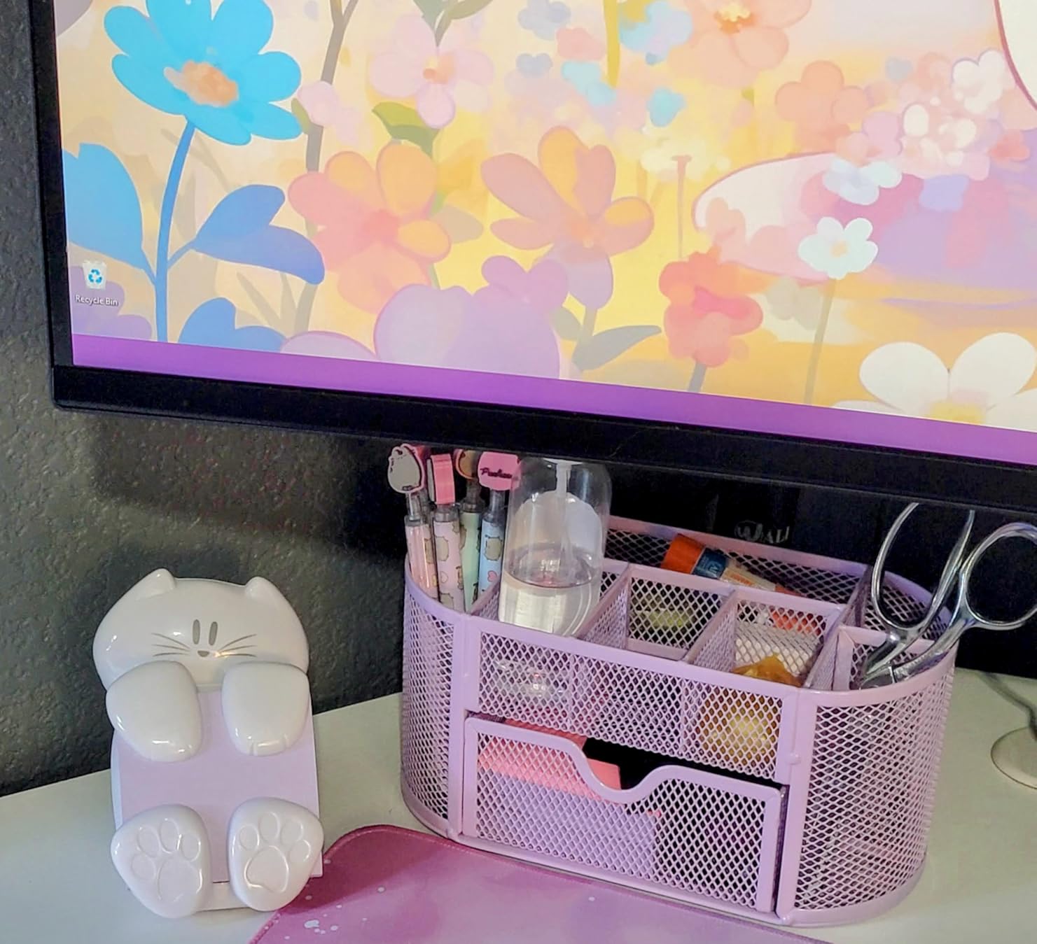 SUPEASY Mesh Desk Organizer, Desk Accessories & Workspace Organizers with Drawers, Pencil Holder for Desk with 9 Compartments for Office Supplies, 8.6 x 4.3 x 4.1 Inch, Black customer photo 1