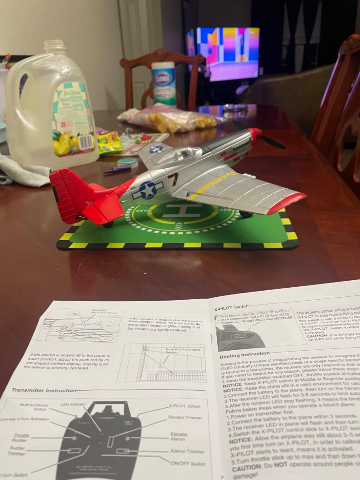 VOLANTEXRC RC Plane, 4 Channel Remote Control Airplane Fighter RTF with 6-Axis Gyro, 3 Modes & Aerobatics Easy to Fly, 2.4GHz Radio Controlled Aircraft for Beginners & Adults, P51D Mustang, Red customer photo 2