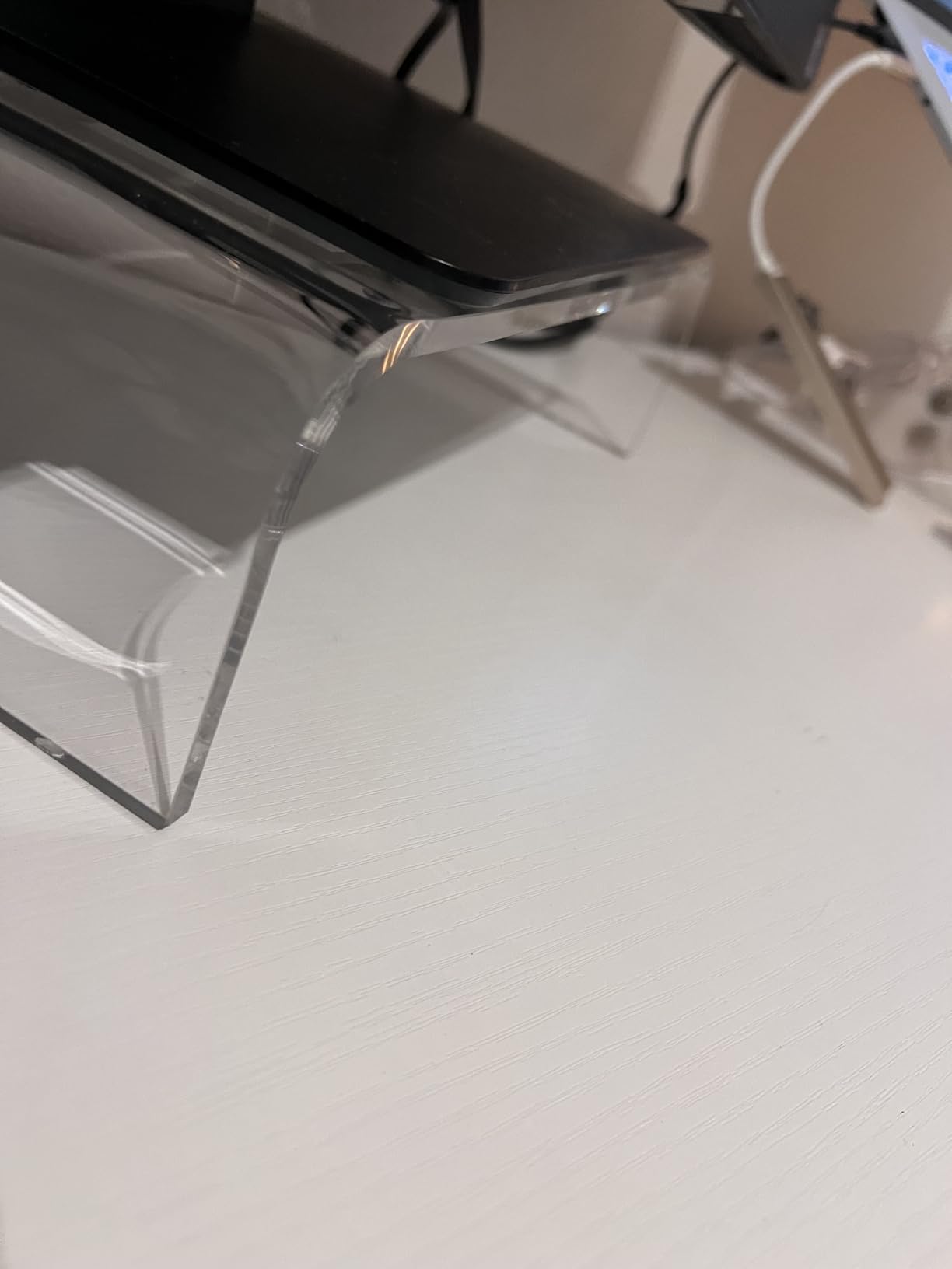 AMT Acrylic Laptop Monitor Stand & Computer Riser with Cat Keyboard Protector, Space-Saving Design, Extra Storage, Clear Shelf - Ideal for Monitors, Laptops, Printers, Desktop Decor customer photo 1