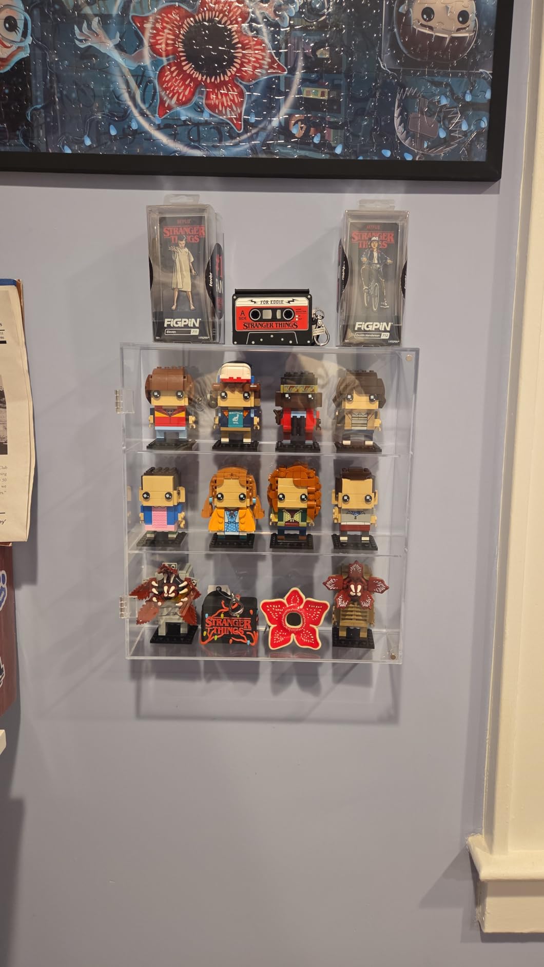 AITEE Acrylic Display Case, Clear Display Case for Funko Pop Figures, 2 Layer Wall Mounted or Desktop Dustproof Display Cabinet Shelf for Collectibles,Mini Toys,Rock, Amiibo customer photo 2