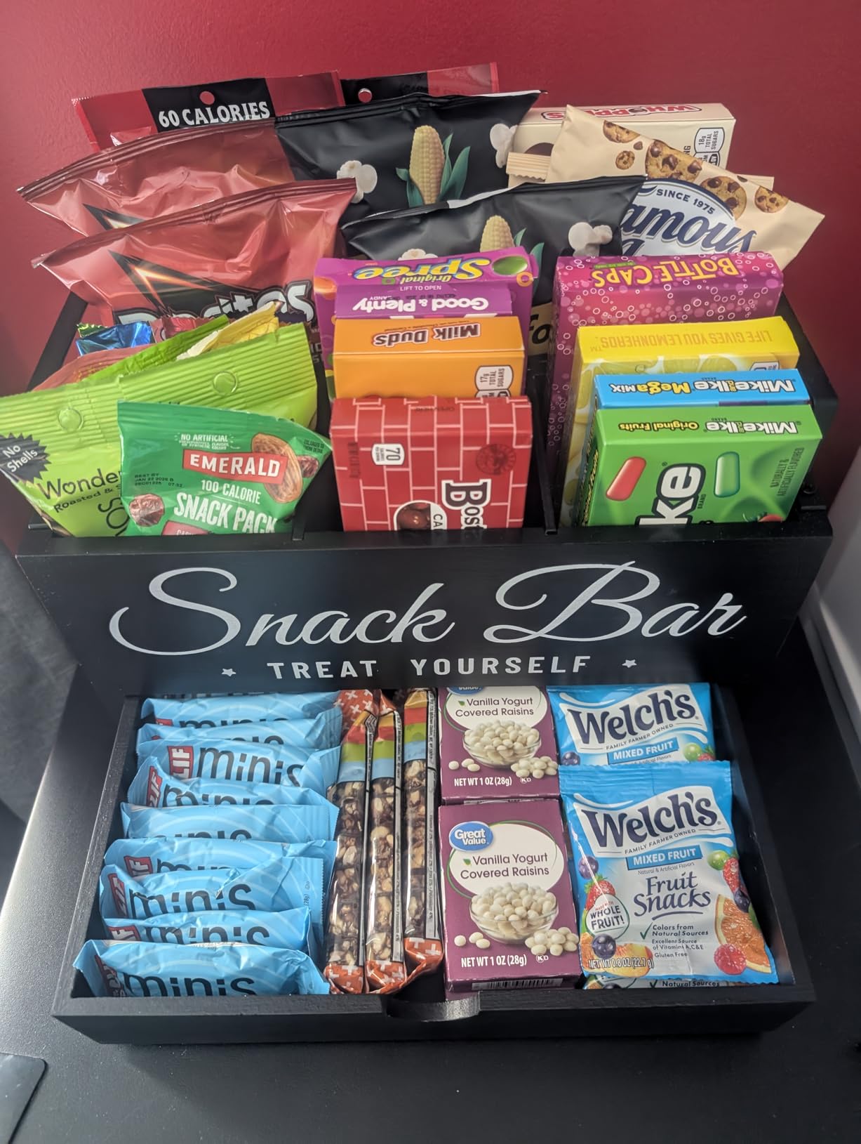 Snack Organizer for Countertop, Wood Pantry Storage Bins with Handles, Snack Bar Organizer for Kitchen, Office, 4 Compartment Food Container Snack Box with Drawer, Pantry Organizer for Chips, Candy customer photo 3