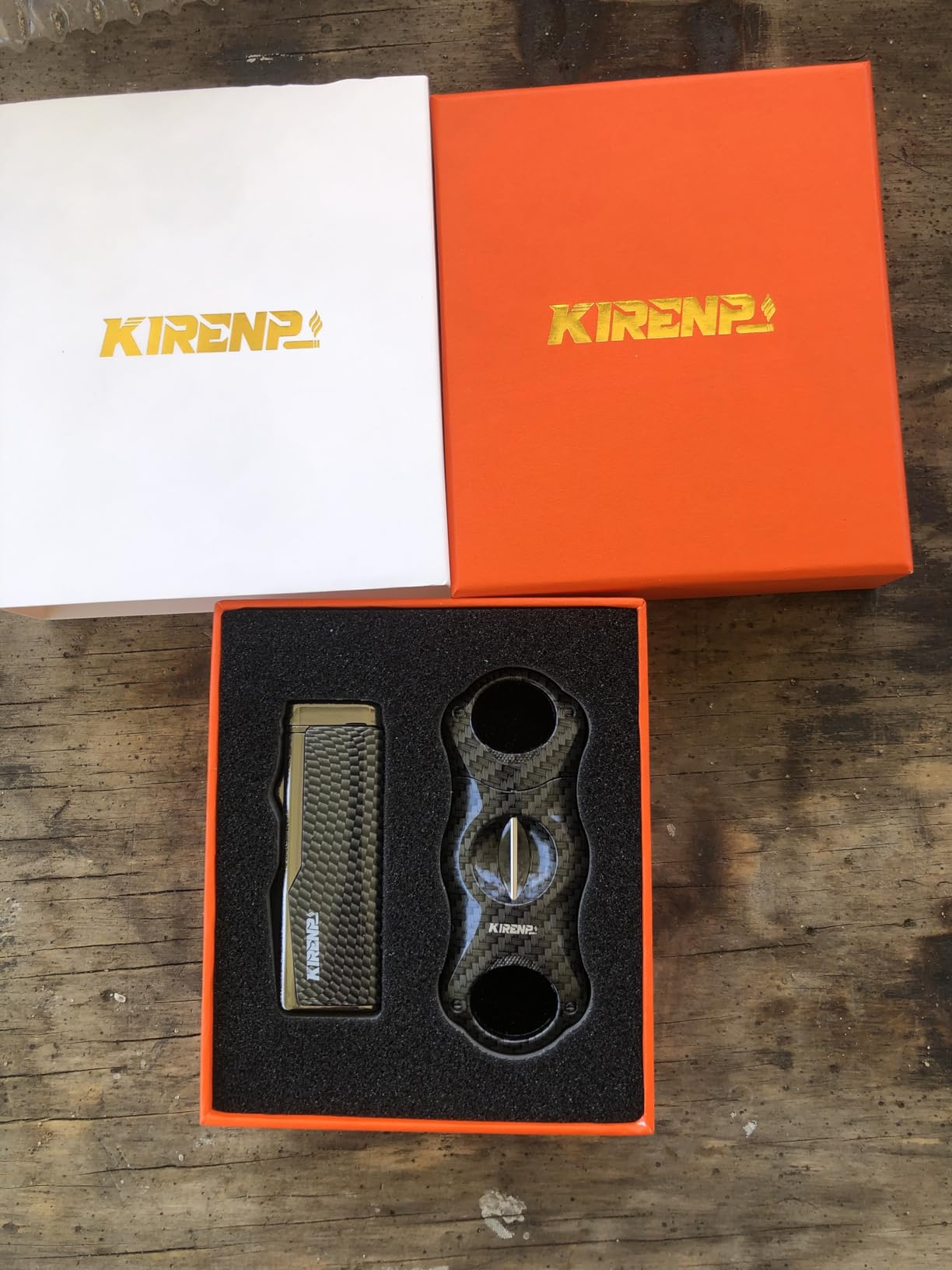 All-in-one Cigar Lighter with V Cigar Cutter, Built-in Cigar Punch, Cigar Holder, Quad Windproof Jet Flame, 4 in 1 Refillable Torch Lighter Set with Gift Box, Cool lighters for Smoking, Birthday customer photo 2