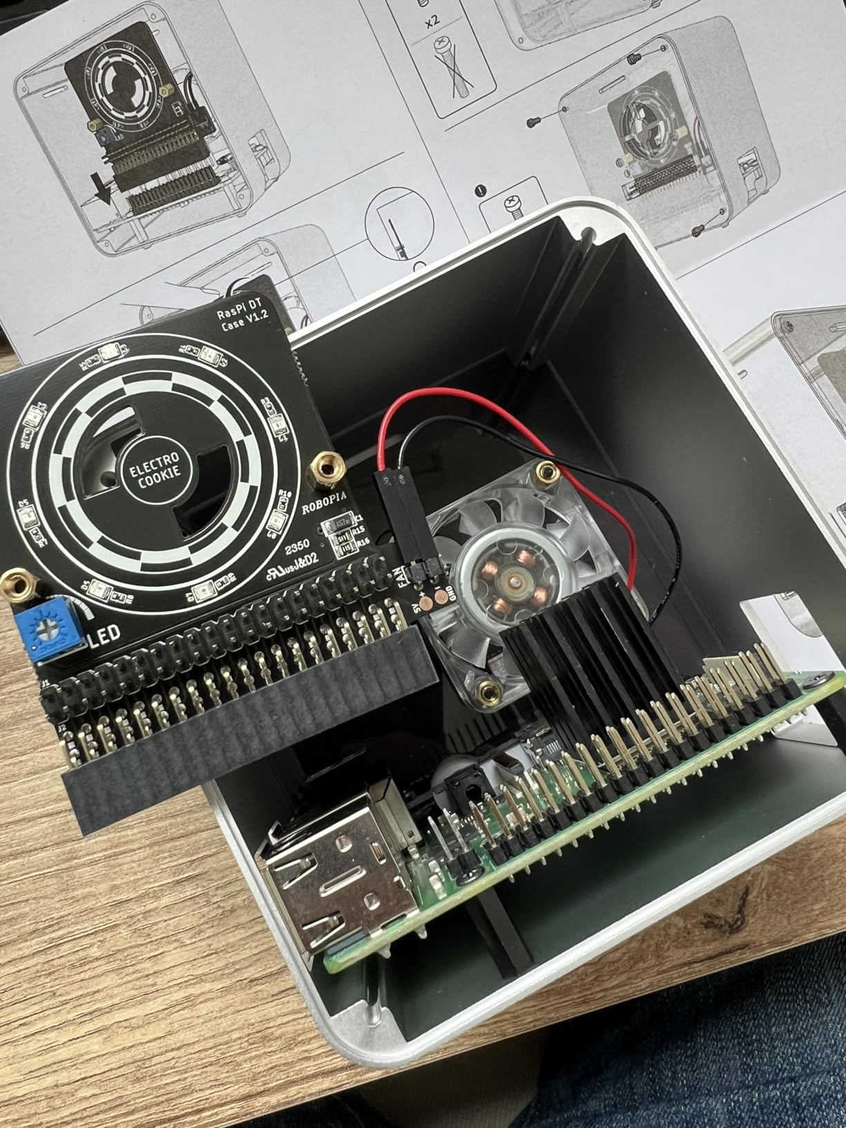 ElectroCookie Raspberry Pi 3 Case, Aluminum Mini Tower Case with Cooling Fan and Color Changing Ambient Light (Silver & Dark Gray) customer photo 2