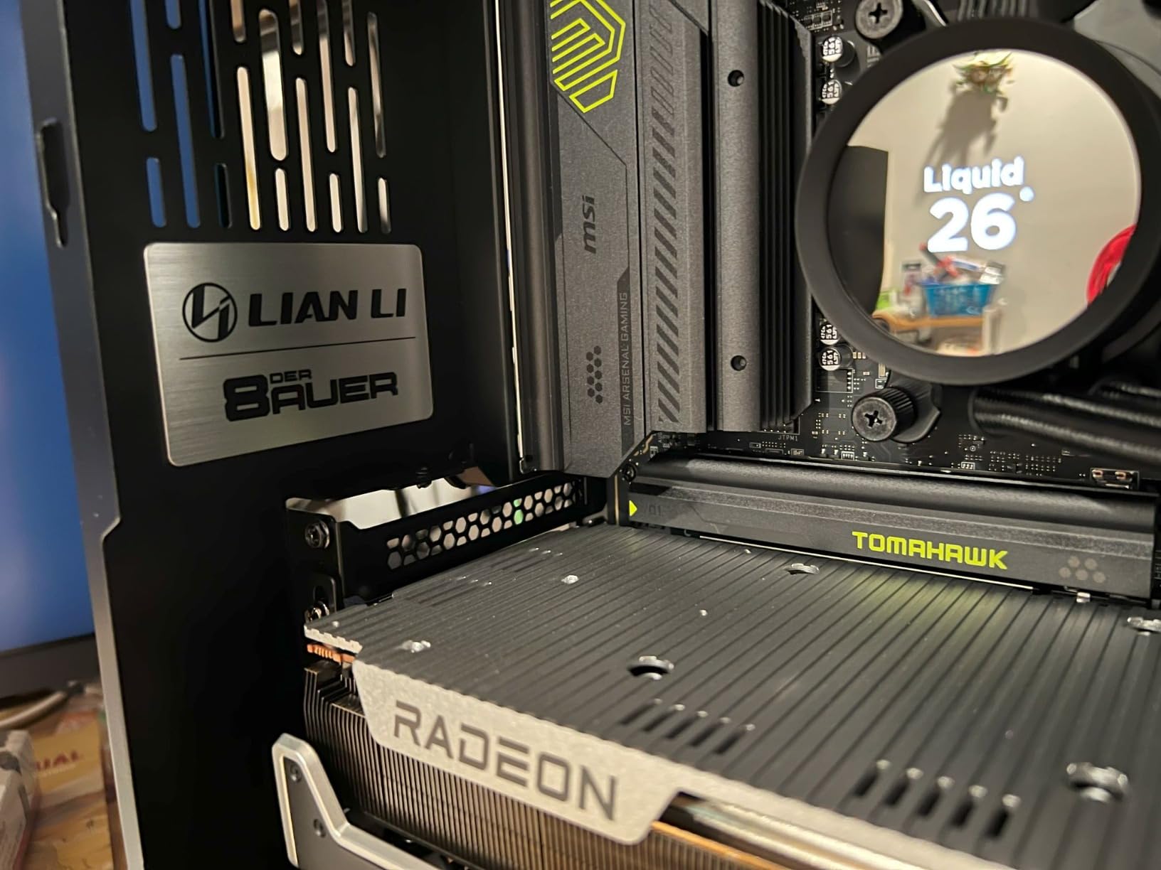 Lian Li Accessory Universal 4-Slots Vertical GPU Card Holder Kit Black, Premium Gen 4 Riser Cable PCI-E 4.0 x16-200mm, PCIe 3.0 Compatible, Compatible with E-ATX,ATX Case (VG4-4-V2X) customer photo 2