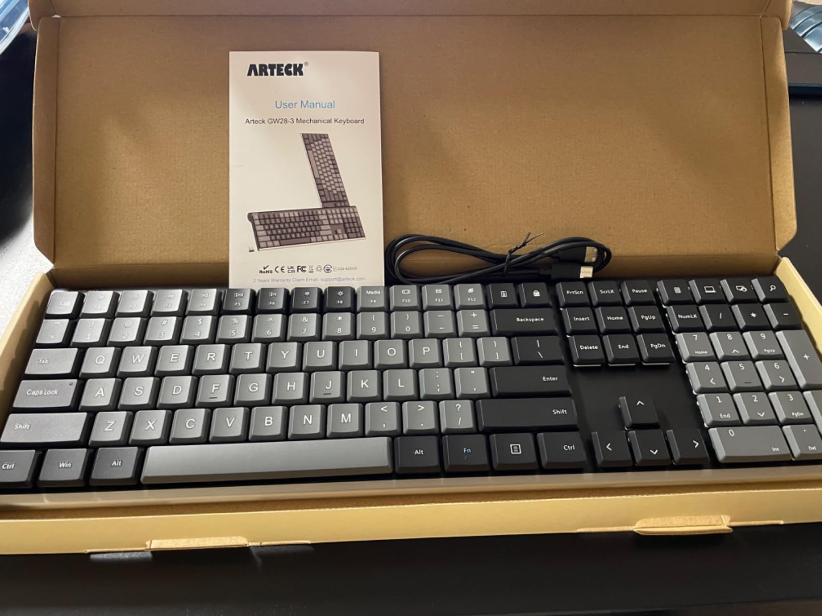 Arteck Mechanical 2.4G USB Wireless Performance Keyboard, Tacktile Quiet Brown Switches, Stainless Steel Low Profile for PC/Desktop/Laptop/TV and Windows 11/10 Built in Rechargeable Battery Black customer photo 2