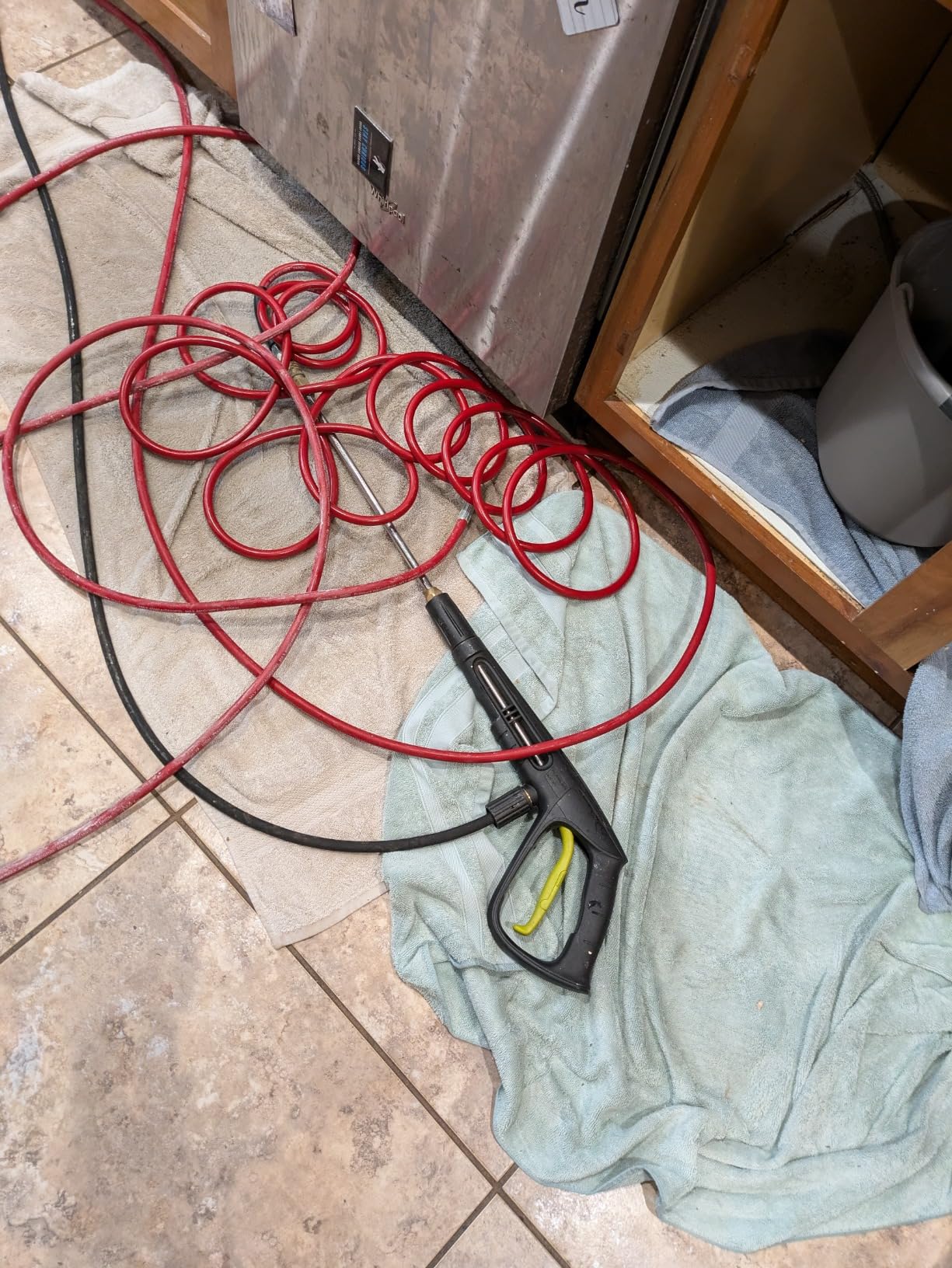 NIFUAL Sewer Jetter Kit for Pressure Washer,100FT 5800PSI Pressure Drain Cleaner 1/4 Inch NPT Corner Rotating and Button Hose Sewer Jetting Nozzle for Homeowners & DIYers customer photo 1